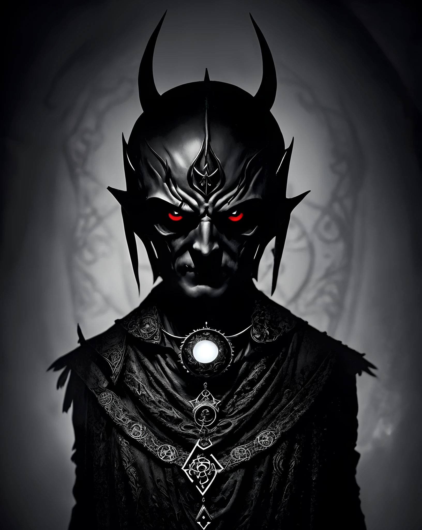 ​A dark and foreboding image showcasing a devil's eye talisman, symbolizing the invitation of evil into a home. The sinister and malevolent presence adds a sense of dread and intrigue. High-resolution image, intricate design, malevolent symbolism, foreboding atmosphere, sinister invitation, chilling and unsettling concept
