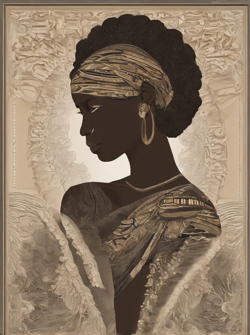 Advertising poster of a beautiful black girl: : trending on artstationh:: The simple composition creates a sense of order and harmony. This poster reflects the spiritual qualities of the natural world. --Up light --AR 9:16