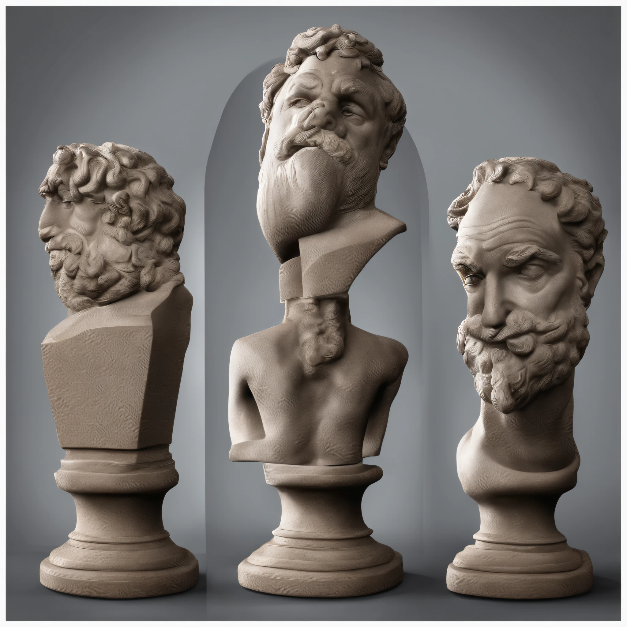 Statue of Greek philosophy with beard and muscles, cinemactic, 8k, fundo escuro, Detailed symmetrical realistic face, textura natural extremamente detalhada, peach fluff, short hair, master part, Absurdo, foto premiada por lee jeffries, Nikon Film Stock D850 Fotografia, kodak portra 400 camera f1.6 lentes, extremamente detalhado, Amazing, detalhes finos, cores ricas, textura hiper realista, dramatic lighting, UnrealEngine, trending on ArtStation, cinestill 800 tungsten, Olhando para o Viewer, Realistic photo, Foto RAW , TanvirTamim, alta qualidade, high resolution, foco nítido, extremamente detalhado, Cinematic lighting, 8k UHD,
INFO