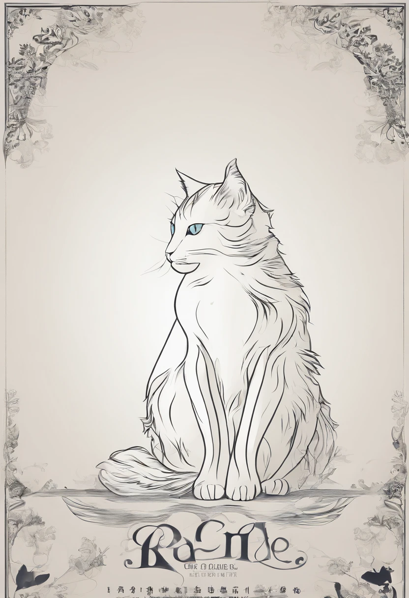 Silhouette design of one cat，White background，Cat Stretching，biologically correct