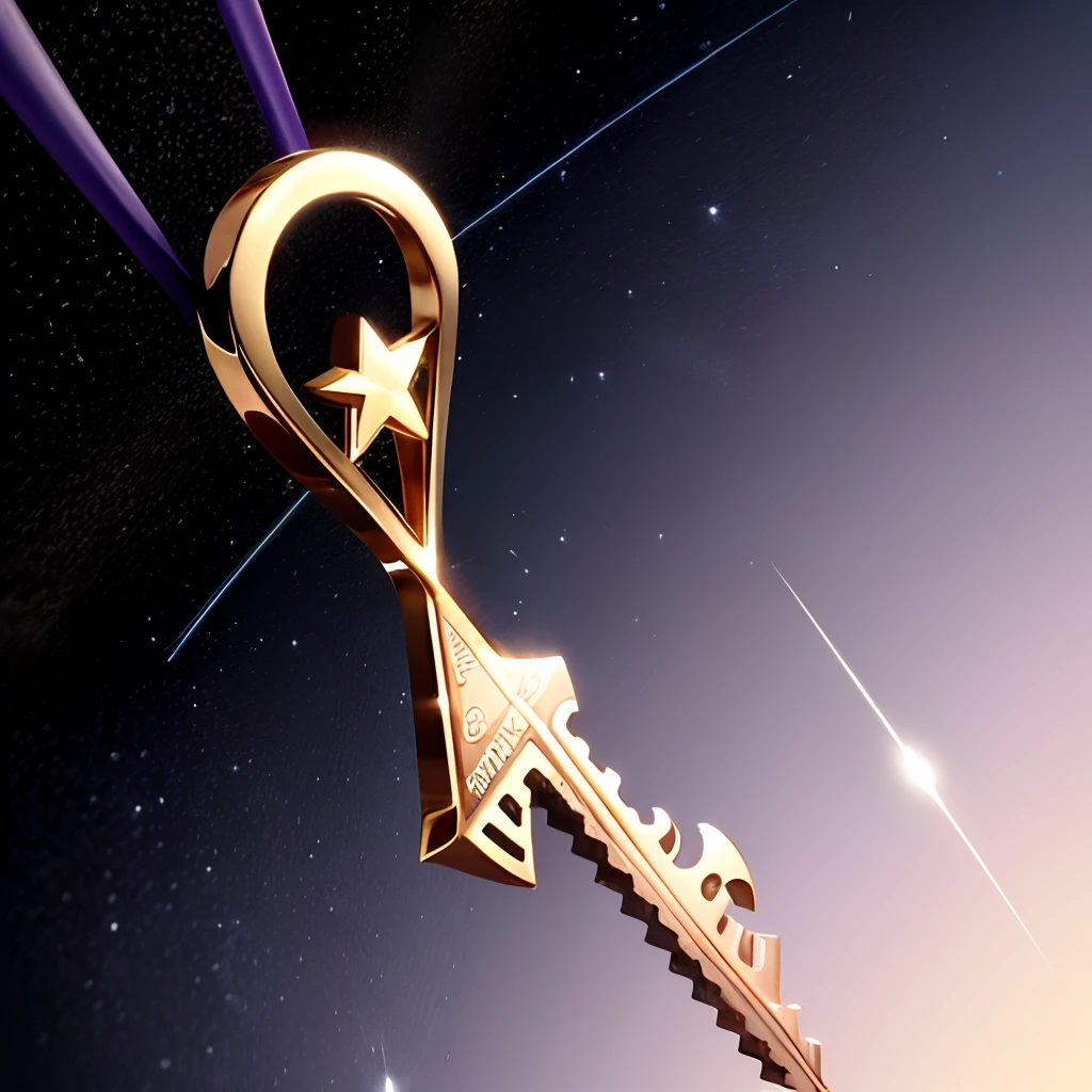 1. Incorporate an elegant, stylized key: Design a sleek, modern key with clean lines and an abstract shape. The key represents the idea of unlocking desires and fulfilling longings.
2. Encompass a shooting star: Arrange a shooting star around the key, emphasizing the brand's wish-fulfillment aspect and adding a touch of magic. This can be portrayed in a minimalist and abstract manner, with the shooting star's tail curving around the key.
3. Typography: Use a bold and sophisticated font for the brand name "Desiderium" at the bottom or beside the key and shooting star. Serif or modern fonts can work well, as long as they convey elegance and refinement.
4. Color Scheme: Opt for a deep blue or purple hue for the shooting star, representing dreams and aspirations. Simultaneously, choose a contrasting metallic gold, silver, or rose gold for the key to add a sense of luxur