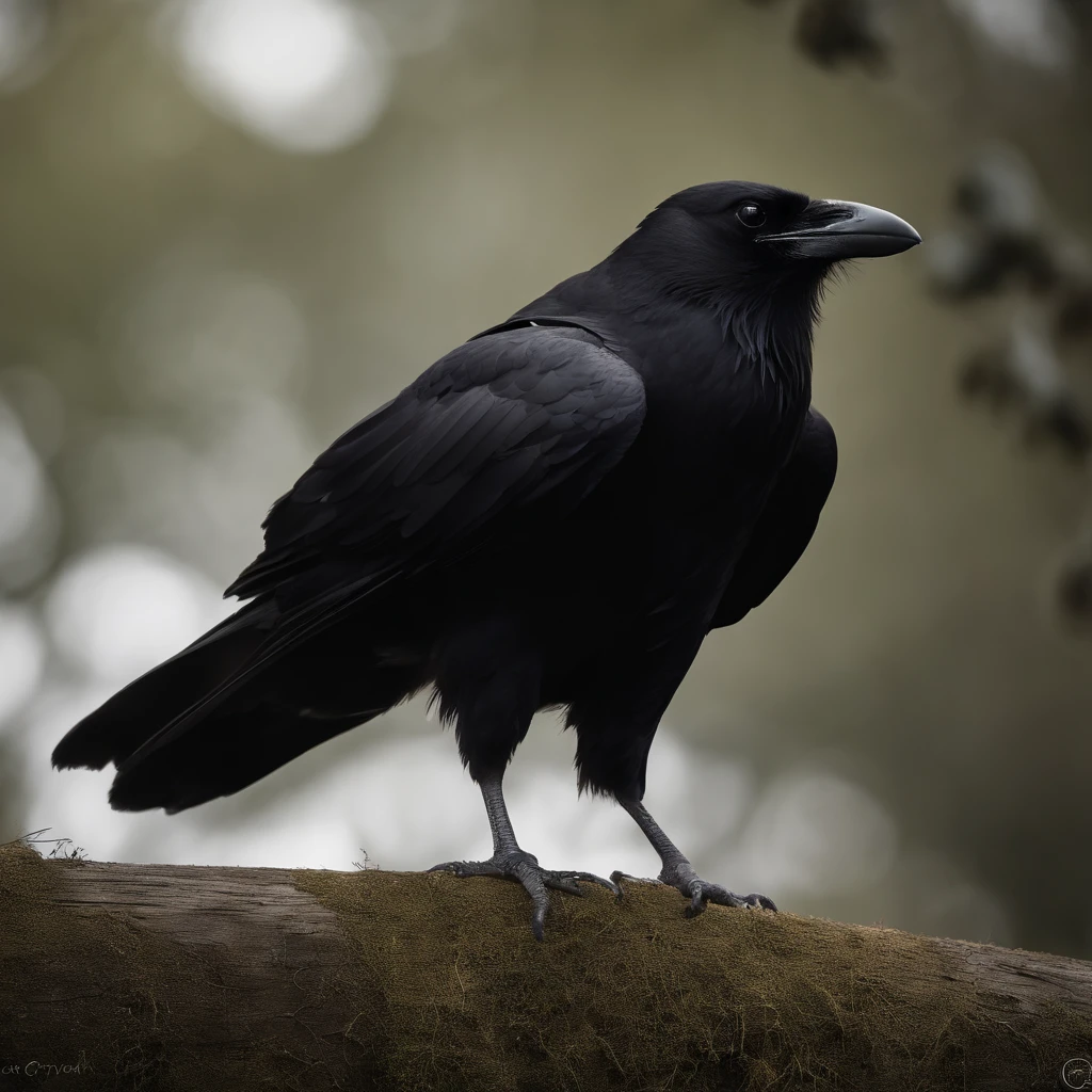 Picture quality(Photo level,Realistic 4k),Subject content(cawing ravens),(White-headed crow,Personal),enviroment(forest backgrou,borgar),atmosphere(Foggy),lamplight(Diffuse),color(Brightly colored),composition(wide angles,bird's eyes view),Style reference(2D)