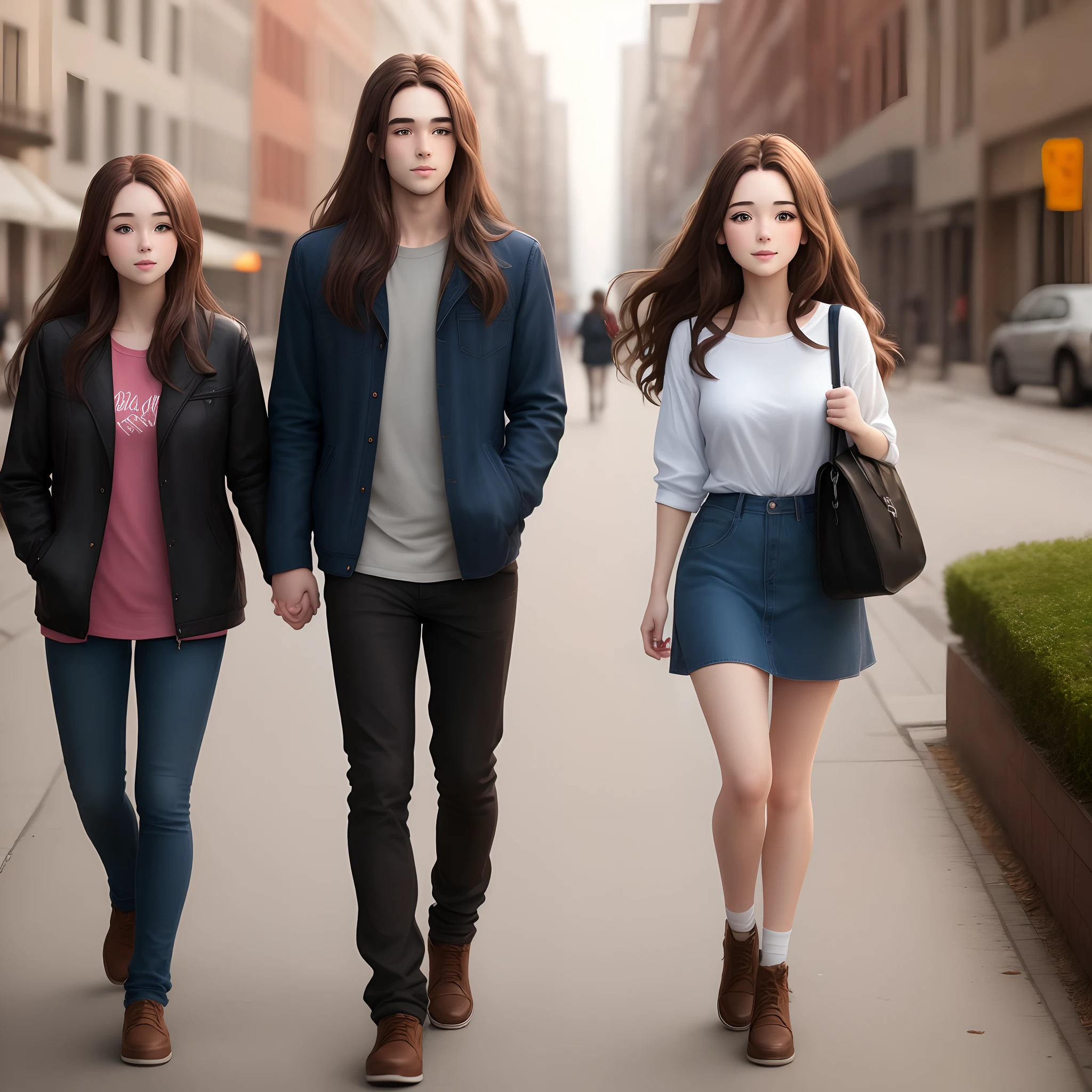5"3 girl with long brown hair walking with boyfriend