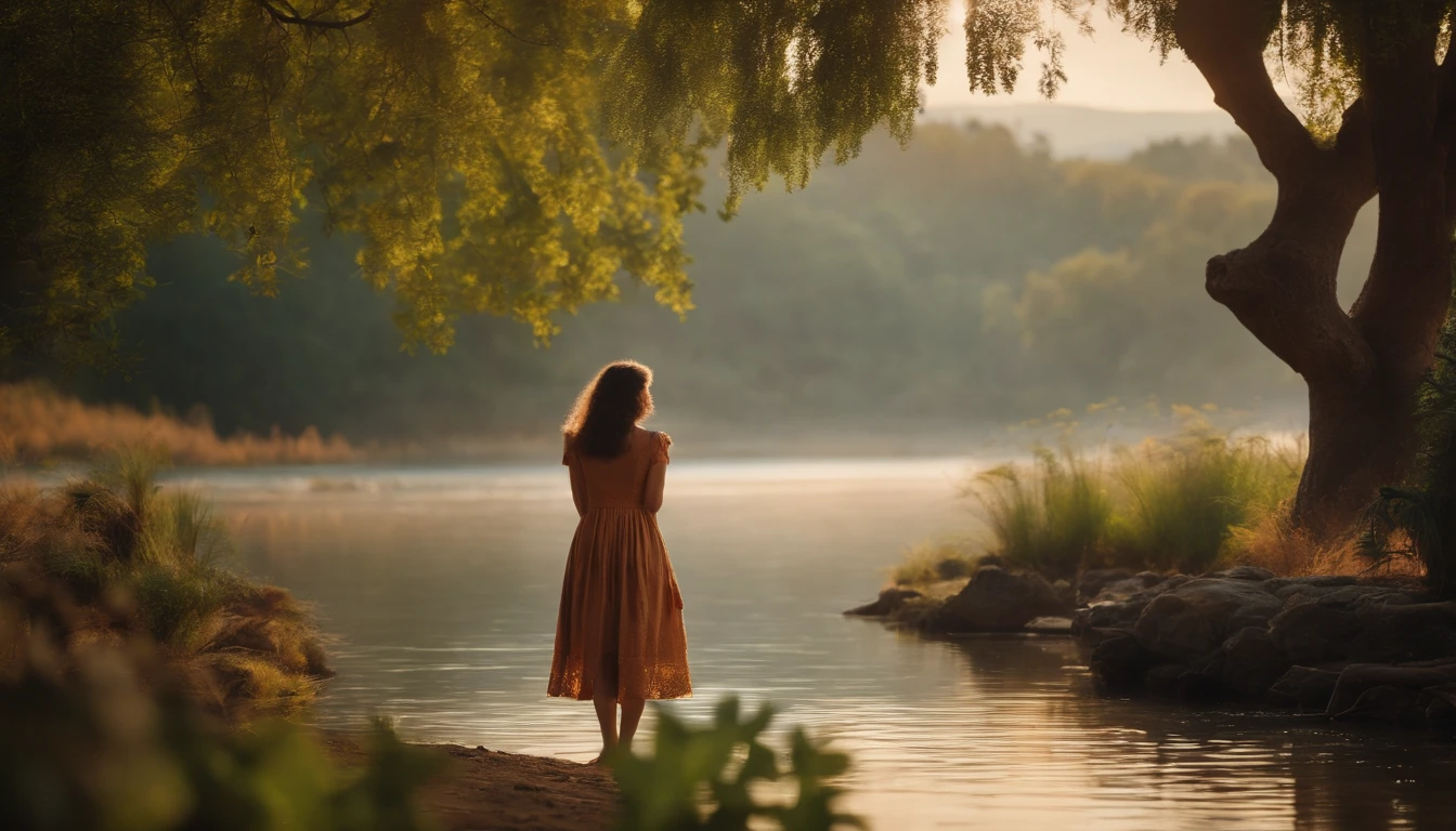 Garden with river, The tree, critters , Botanical Ultra HD Lake 㕷 Far Mountain Girl Dress