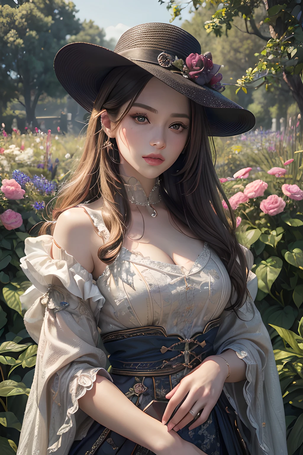 create an image an oil painting on canvas of a woman with an orchid flower hat and belt, beautiful bright eyes, full and sensual lips, a pretty face, in the art nouveau style a perfect face with perfect eyes
a glamorous portrait, green and red and dark lilac, pop inspiration a sumptuous work of art golden ratio Masterpiece