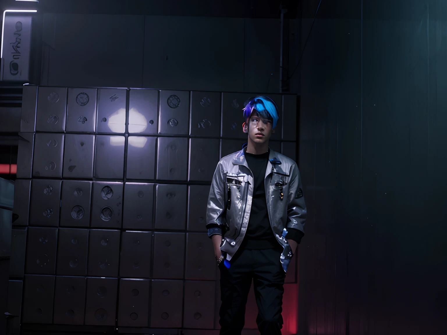 Change backgrounds cyberpunk handsome boy