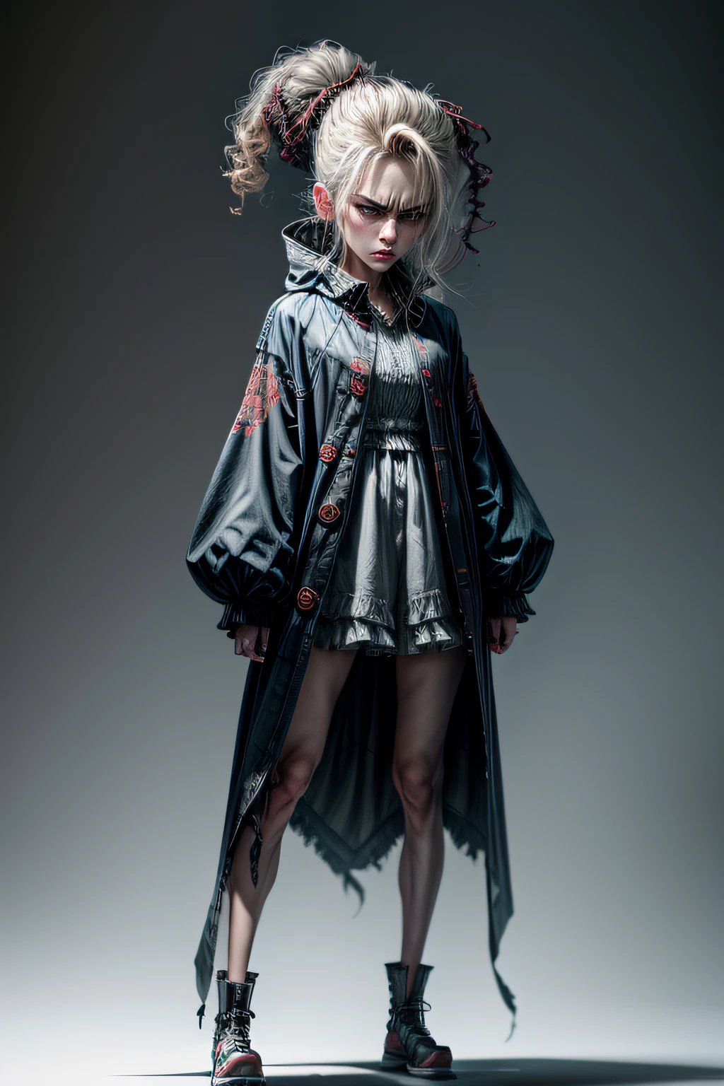 cute angry pouting ghost, full body shot
