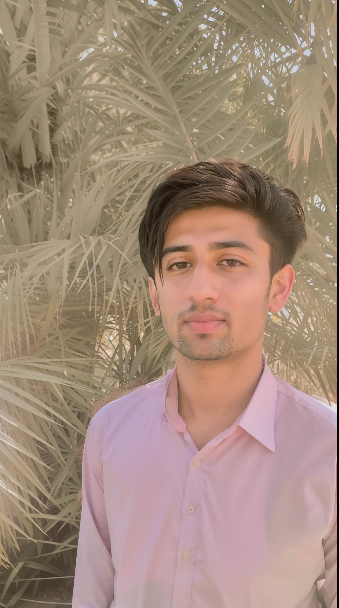 arafed man in a pink shirt standing in front of a palm tree, khyzyl saleem, ash thorp khyzyl saleem, professional picture, around 1 9 years old, headshot profile picture, kyza saleem, riyahd cassiem, professional profile picture, mid shot portrait, profile pic, profile picture 1024px