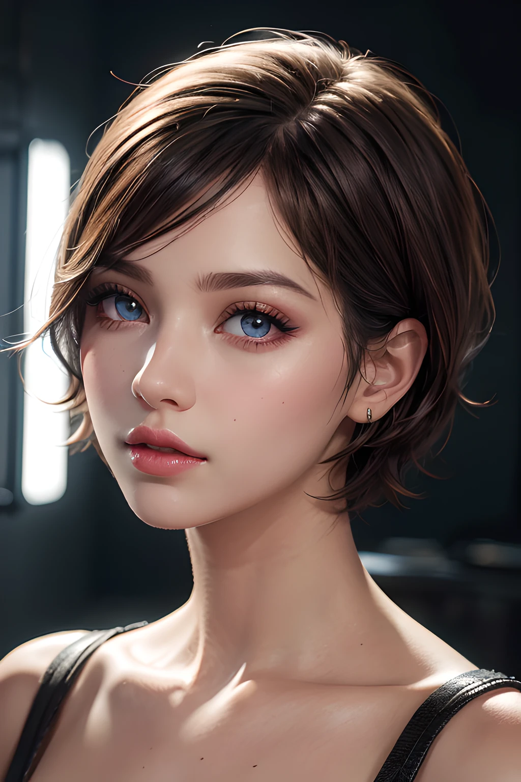 masterpiece,Realistic,Real, Elegant mature woman, Beautiful Eyes,Dark blue eyes, Hair ban, 8K resolution, Ultra-high-definition CG, Beautiful CG,Light from the front, (Bright light),Soft Light