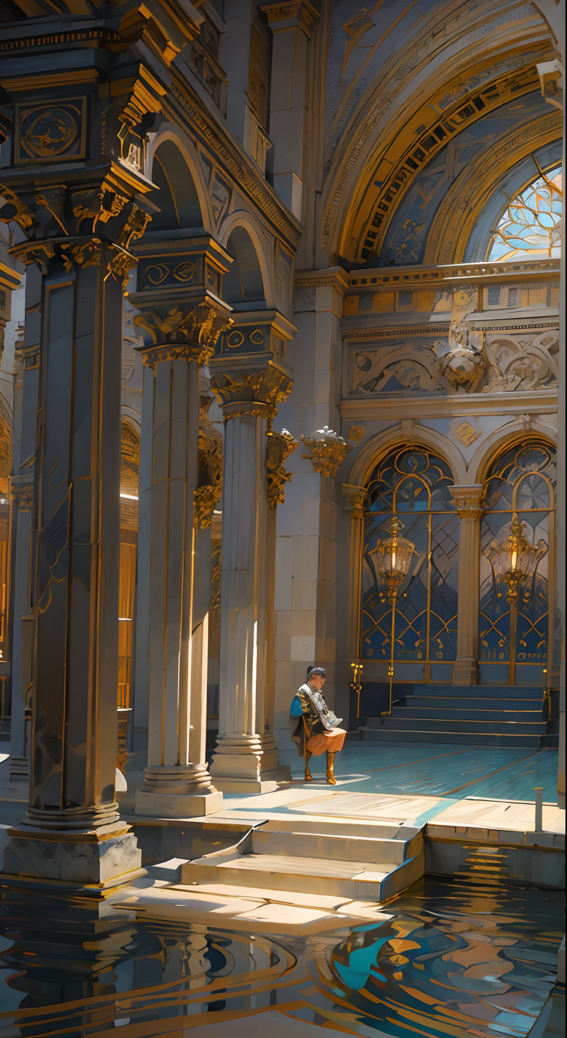 Coronation as king, Russell Crowe(Russell Ella Crowe)Played by General Maximus(cinematic ligh:gladiator),Coronation as king,Short dark brown hair,Small waves,Crown on head,Dressed in the emperor's robes,Delicate muscle contours, Realistic depiction, 4K quality. (Background with: The main hall of the Royal Palace),vague background,32k ULTRAHD, Best quality, Masterpiece, Super detail, High details,Correct anatomy,Ultra photo realsisim, fearsome, Dark fantasy, epic realistic, Faded, ((com cores neutras)), (hdr:1.5), (pastel colour:1.2), ultra - detailed, (Art Station:1.5), Cinematic, warm lights, Light effect, Dramaticlight, (Intricate details:1.1), the complex background, (greg rutkovsky:0.8), (Teal and orange:0.4),