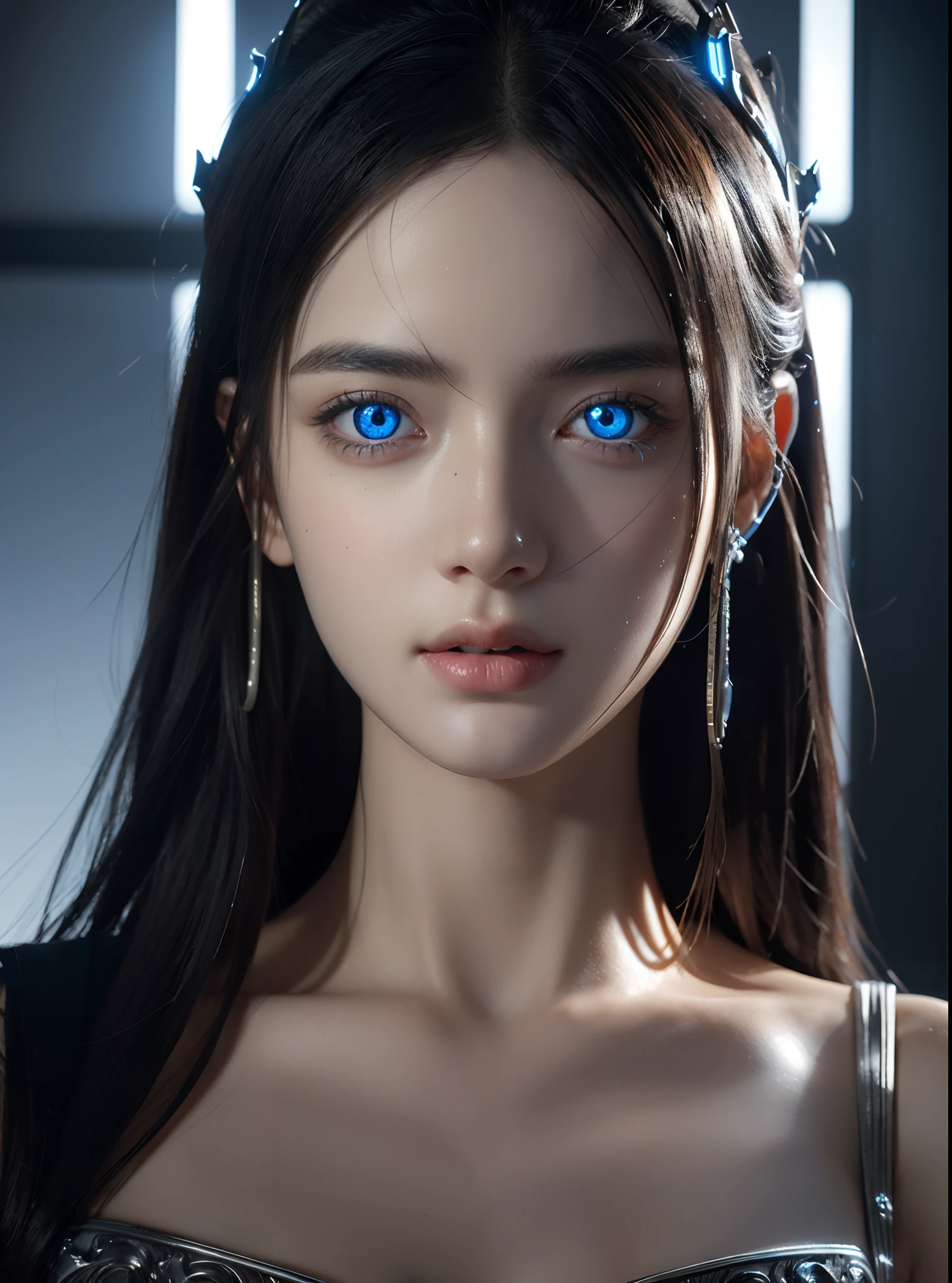 ((best quality)), ((masterpiece)), ((realistic)), Athena, glowing blue eyes, female face, , trending on artstation, sharp focus, studio photo, intricate details, very detailed, nsfw, detailed eyes, illustration, very detailed, sharp focus, digital render, professional, 4k