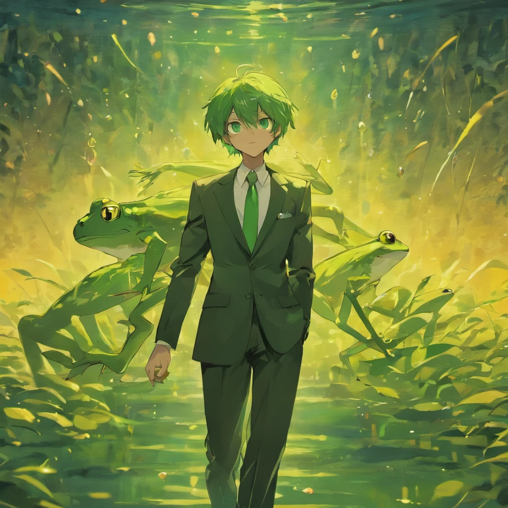 A frog in a suit,
