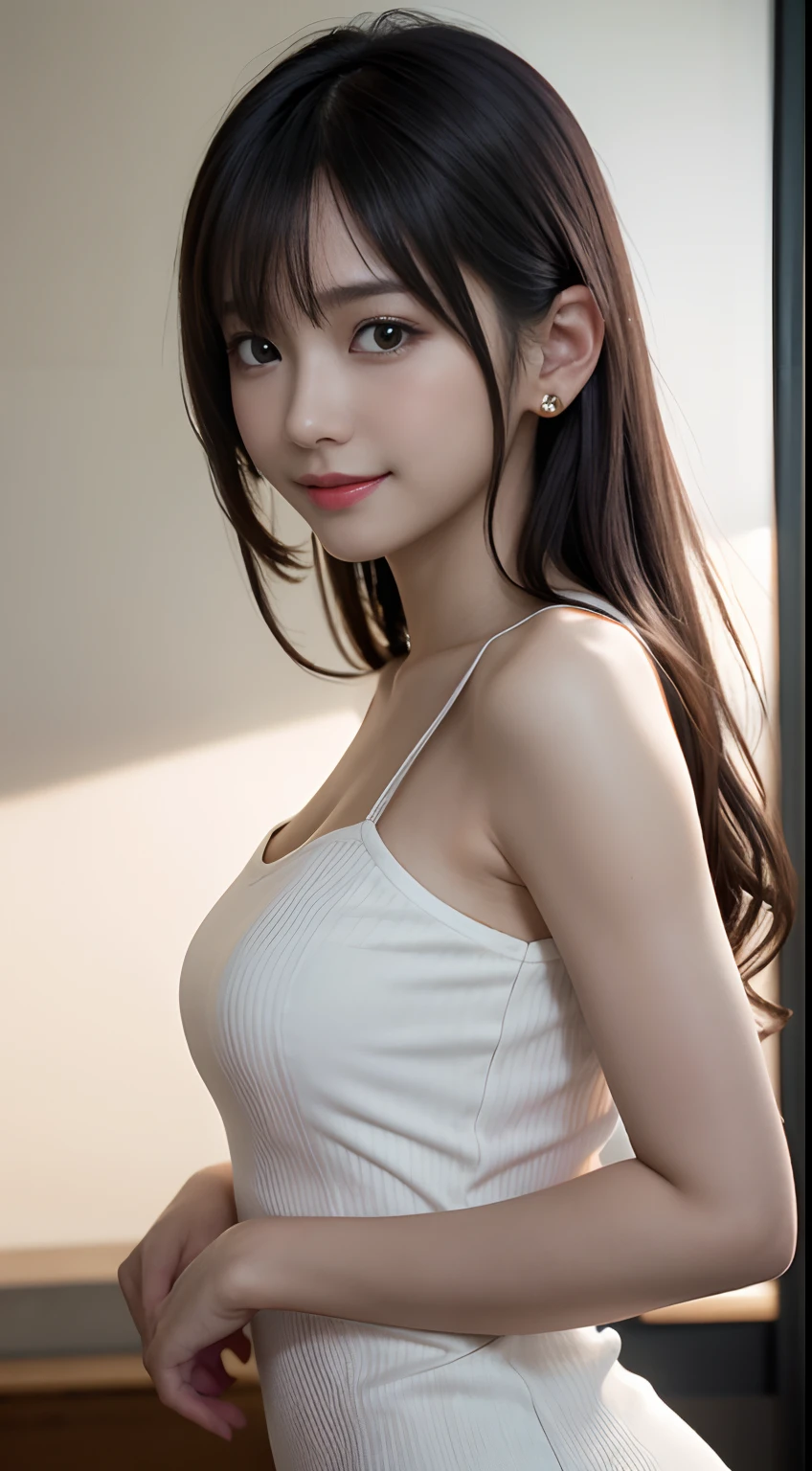 Slender Asian girl, kpop idol, ((nurse)), ((top quality, 8k, masterpiece: 1.3)), crisp focus: 1.2, beautiful woman with perfect figure: 1.4, highly detailed face and skin texture, detailed eyes, ((skinny)), beautiful face, symmetrical face, full-length, sexy, almost naked