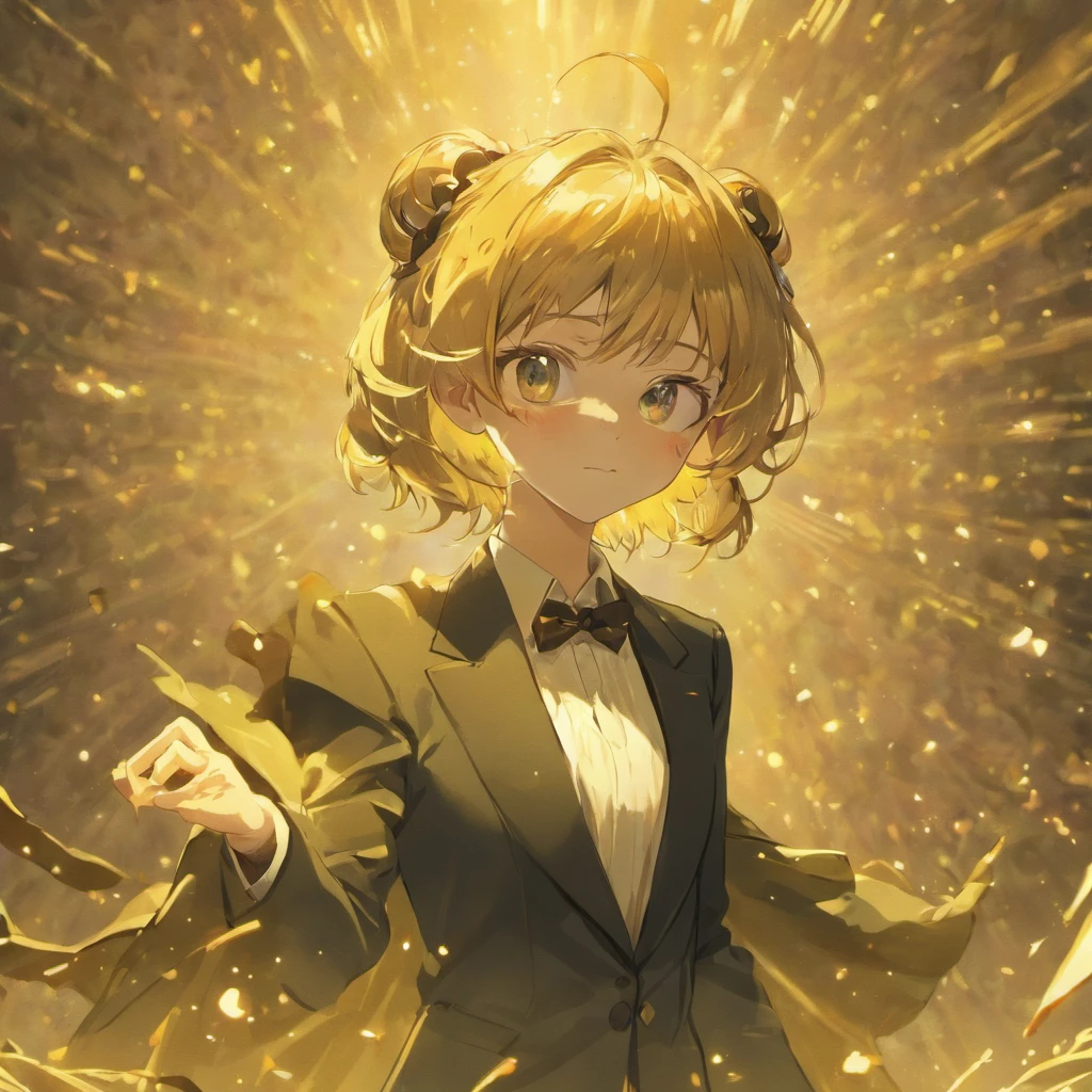 A frog in a suit, golden light