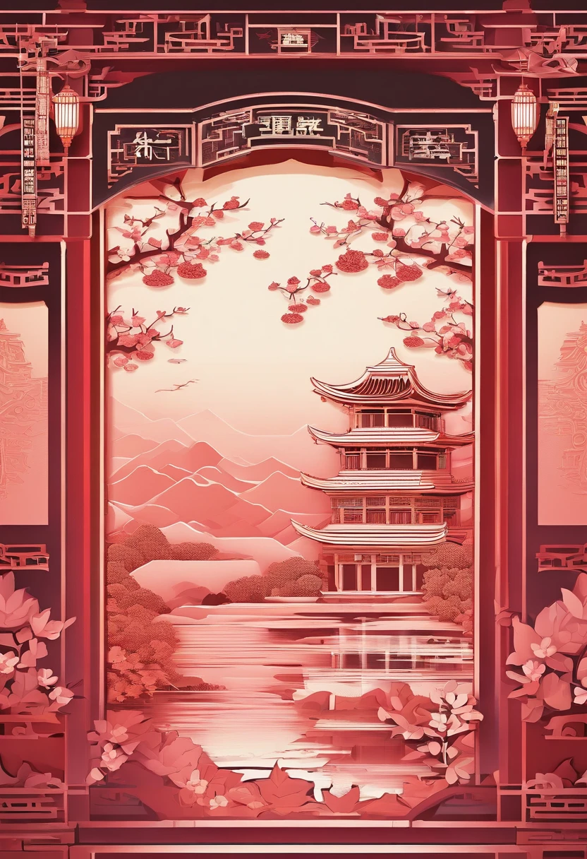 masterpiece, A Chiense woman in a red hanfu, beautiful render of a fairytale, in the style of paper art, painting of beautiful, beautiful as the moon, very intricate masterpiece, painted metal, beautiful intricate masterpiece, multiple layers, Mysterious, Ancient China background