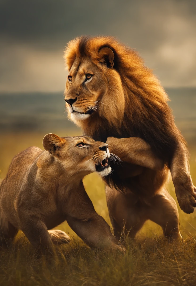 Spartan fighting a lion