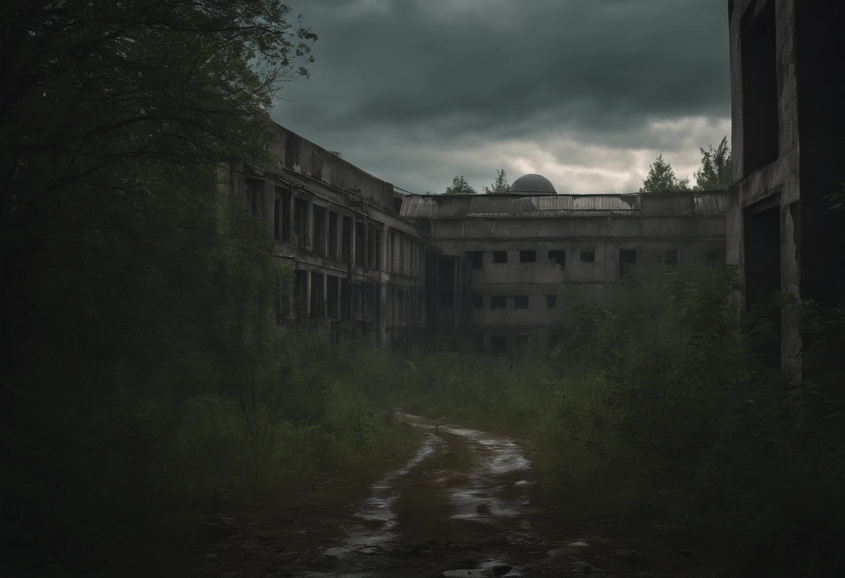 (best quality,4k,8k,highres,masterpiece:1.2),ultra-detailed,(realistic,photorealistic,photo-realistic:1.37),Stalker Zone,Chernobyl,Nuclear rain,radiation,dangerous atmosphere,dystopian landscape,stark contrast,mysterious aura,dim lighting,desolated buildings,overgrown vegetation,dusty atmosphere,abandoned vehicles,ruined infrastructure,cracks on the ground,damaged walls,peeling paint,foggy surroundings,polluted air,decaying environment,restricted access signs,lurking danger,masked figures,ominous clouds,warned gas masks,radioactive materials,contaminated water sources,heavy radiation warnings,creepy silence,haunting stillness,post-apocalyptic ambiance,uncertain future,forbidden trespass,atechnological ruins,fallen civilization,instant death lurking,breathtaking desolation,unforgettable impact,otherworldly experience,energy anomalies,enthralling mystery,dark secrets,emerging horror,hidden treasures,survival instincts,lost hope,remnants of past life,memories fading away,forgotten dreams,permeating gloom,hauntingly beautiful,unpredictable encounters,irradiated wilderness,chaotic aftermath,memories of tragedy,echoes of despair,ominous tales,emotional resonance,devastating consequences,abandoned memories,mystery