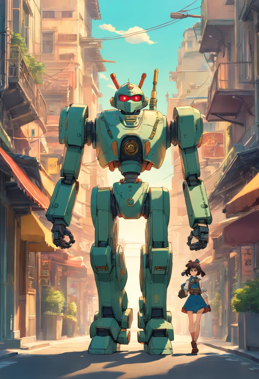 they are two robots walking down the street with guns, detailed cinematic photography, steampunk digital art, bigstudiovfx, still image from tv series, anthropomorphic female, featured on vimeo, yasuke 5 0 0 px models, by Robert Koehler, interconnected human lifeforms, shot on anamorphic lenses
