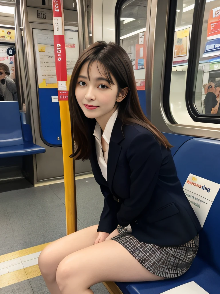 8k, RAW Portrait (Japanese women),masterpiece、Photorealistic:1.3、Realistic, Ultra-high resolution, Highest quality, Real Life Photos ,(((Showing panties:1.4)))、((A girl sitting on a chair on a Yamanote Line train and looking at her smartphone))、
((((1 girl:1.5)))), (((電車内でPull up your skirtパンティーを見せびらかす女子高生:1.4)))、(Cute Face:1.3),((Japanese schoolgirl))、((((Japanese High School Uniform:1.6))))、  Black Hair,(Written boundary depth:1.3)、 ((Dark brown eyes:1.2))、(Realistic skin texture:1.3)、(Immersive atmosphere:0.8、Chiaroscuro:1.2) 、(Viewer:1.3)、((Expressionless:1.3))、((Red cheeks:1.1))、((She&#39;s wearing very small pink panties))、((Pull up your skirt))、(Highlight the panties)、((Spread your legs out to the side:1.4))、(((Wearing a pleated skirt:1.4)))、Skirt Lift、Pull up your skirt、Checkered Skirt