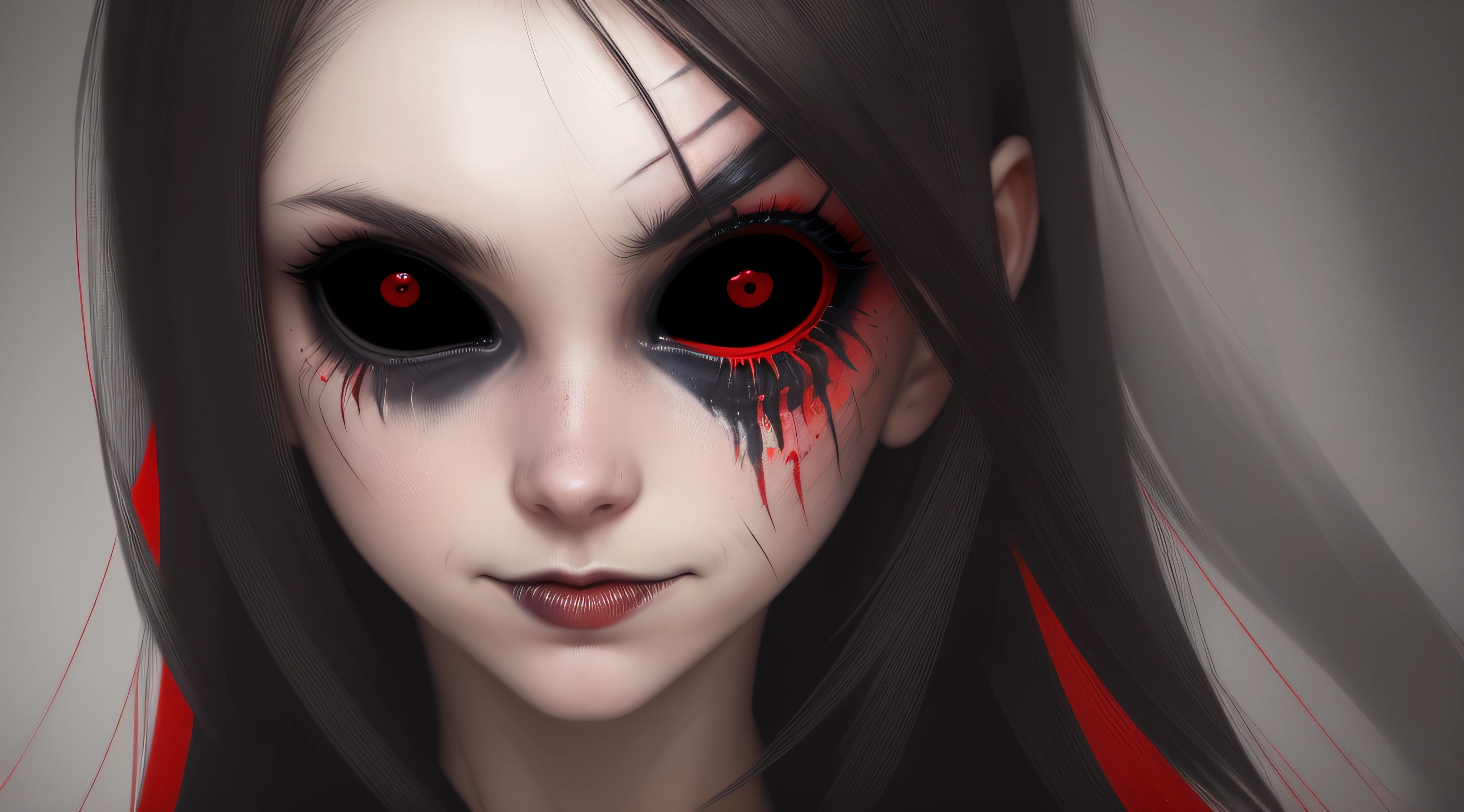 a red eye that becomes diabolical, a vibrant and intense look. Ultra detailed