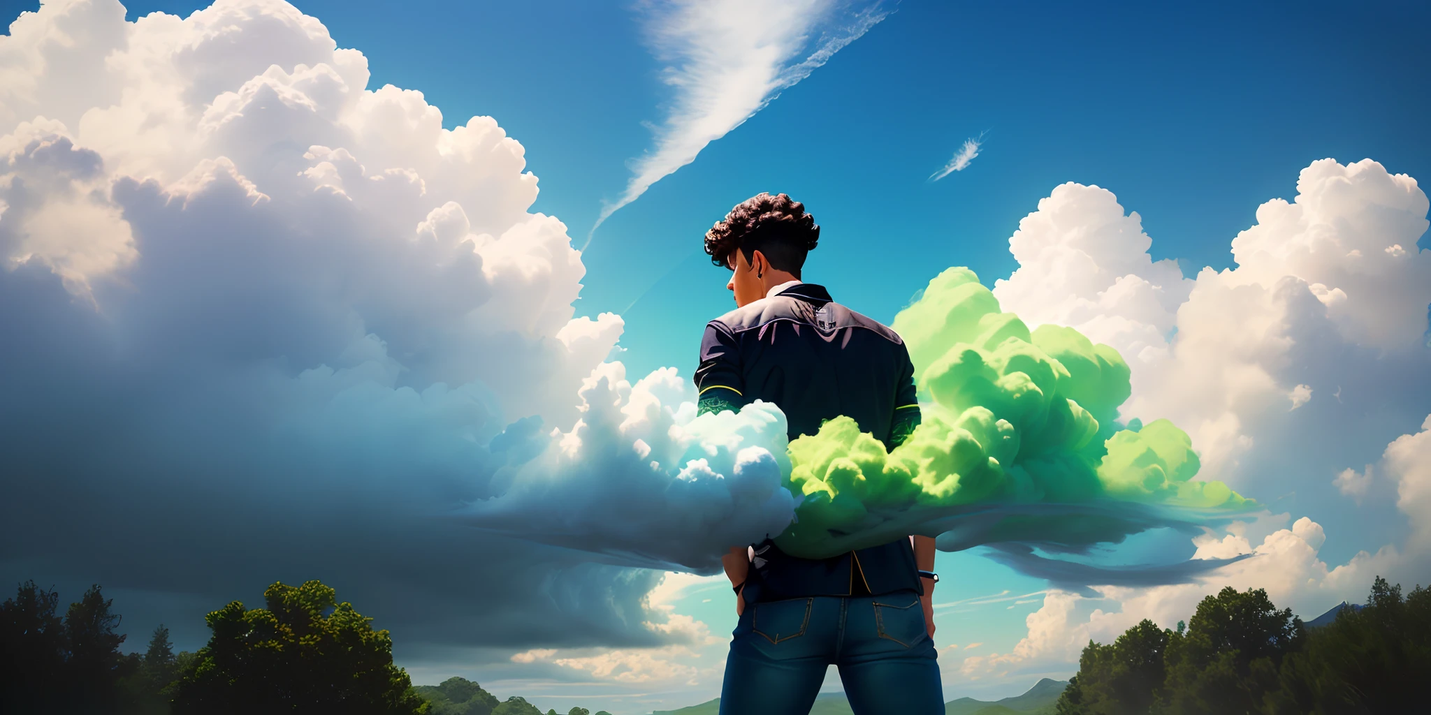 Shawn Mendez farting a green cloud out of his butt