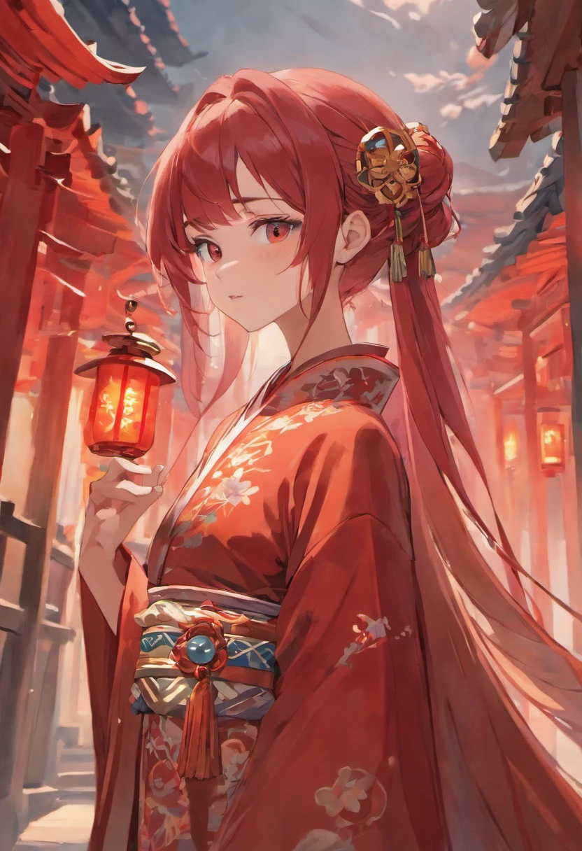 China-style,Hanfu,Lamei,Red ancient walls,Beautiful Chinese girl in hanfu