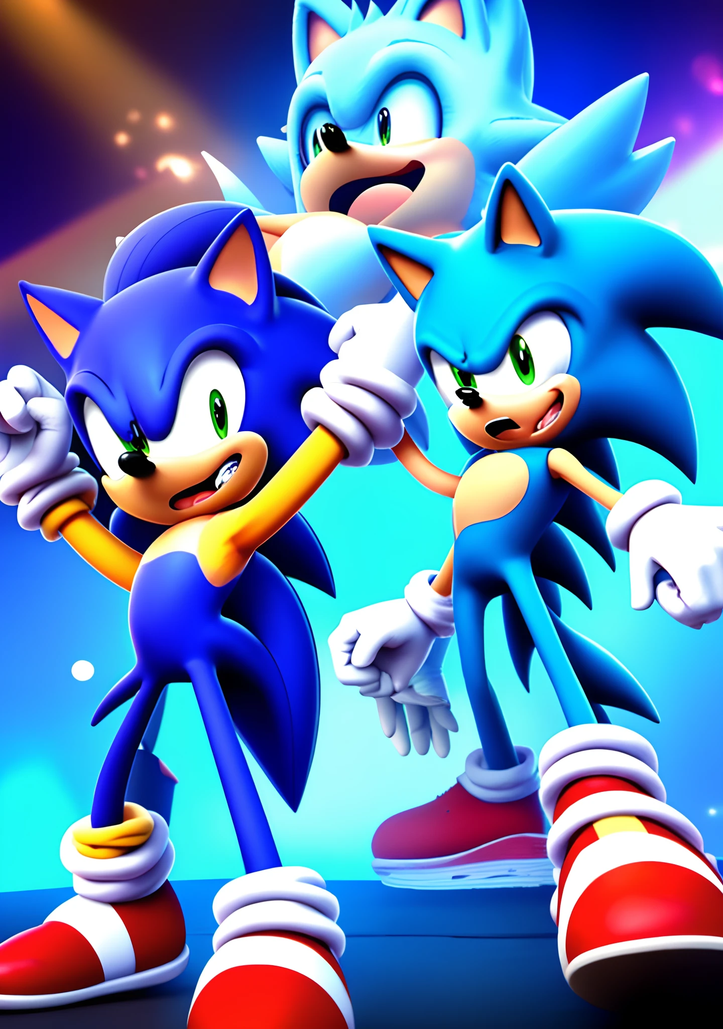 Sonic the hedgehog and princess poppy from trolls having an epic singing competition
