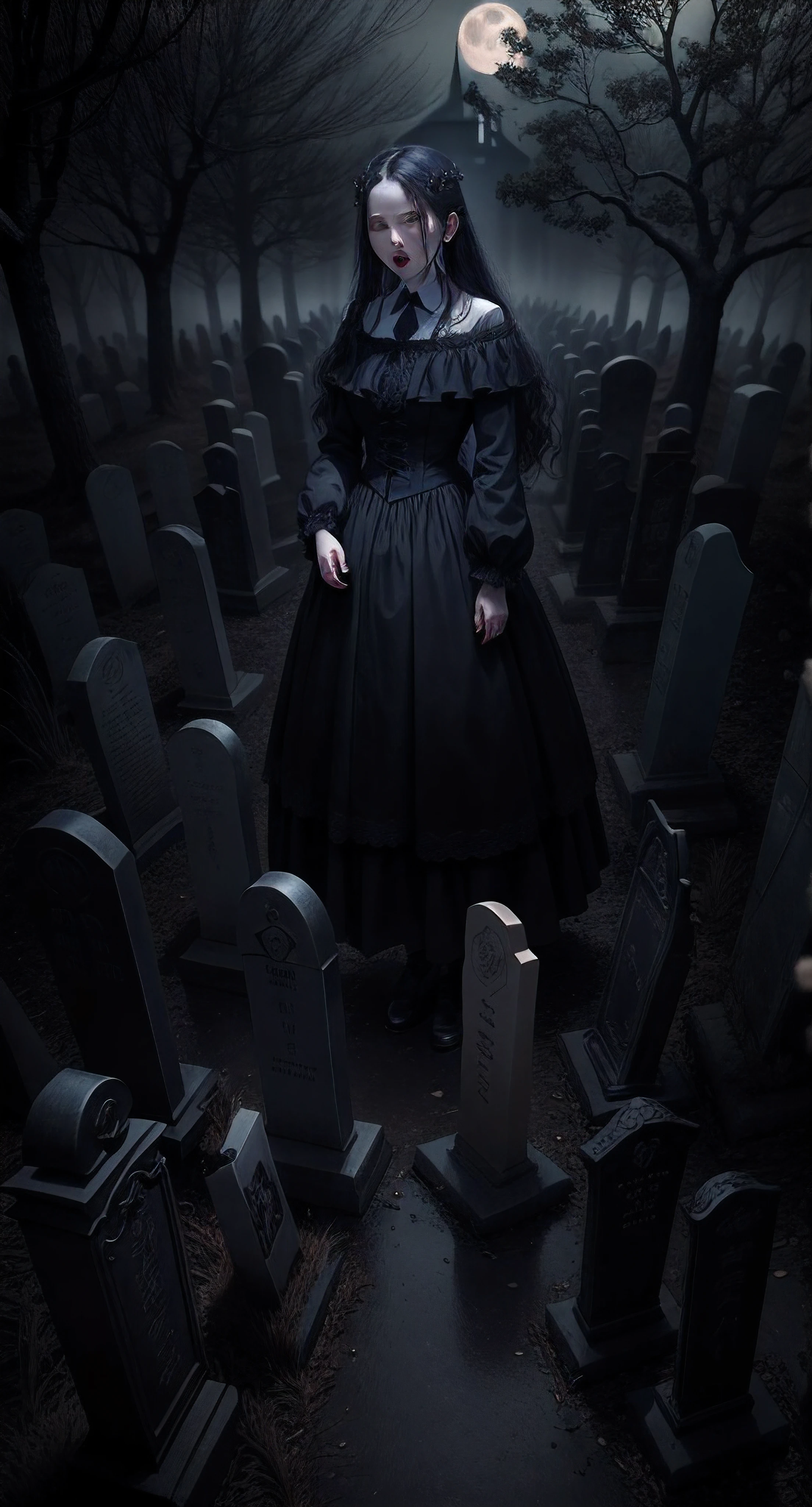一幅非常详细的哑光画,Haunted graveyard,Sinister shadows,Creepy abandoned house,Malevolent spirits,Bloodcurdling screams,Eerie moonlit forest,Ghostly apparitions,Demonic possession,Torturous nightmares,Desolate asylum,Cursed dolls,Terrifying clowns,Macabre rituals,Grave robbers,Chilling whispers,Possessed mirrors,Haunted paintings,Creaking floorboards,Mysterious disappearances,Forbidden rituals
