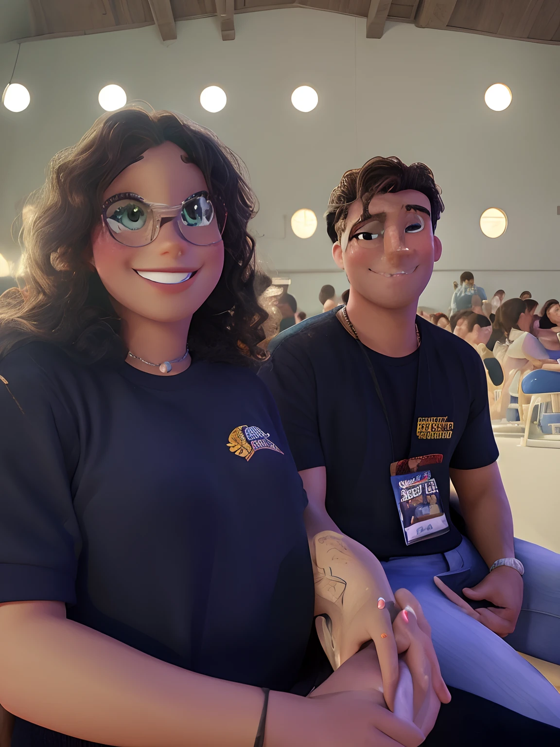 Romantic couple model in Disney Pixar poster