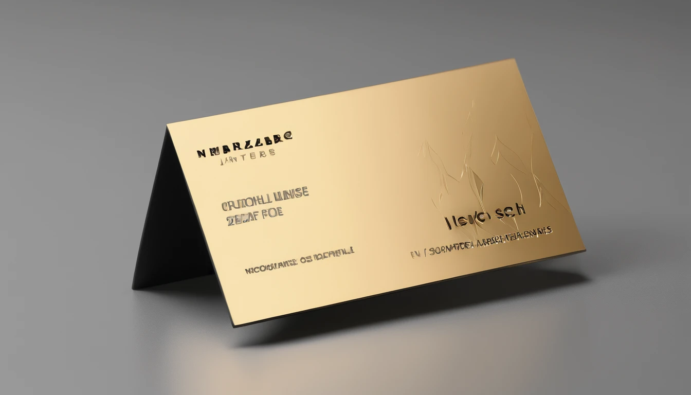 A beautiful MINIMALIST 2d graphic minimalist black business card of a men's jewelry store, baroque elements, minimalist, black and gold metal card