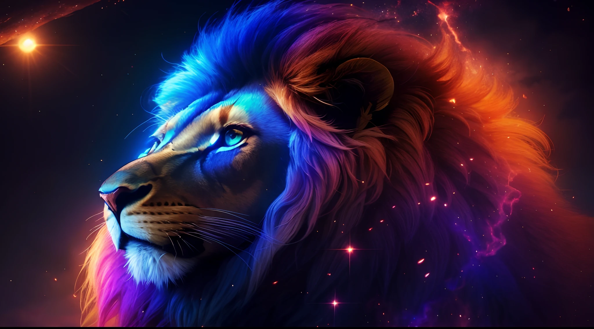 Lion, Divine Lion, naturais, Natureza, Natureza, Linda, renderizado, fotorrealista, UltraHD, 4k, texturasdetalhadas, thunders, sombras detalhadas, cores detalhadas, por do sol, sol se pondo, Sunset, Natureza Linda, Great Divine, por do sol, contraste detalhado, contraste realista, alta resolução, cores detalhadas, fogo, eletricidade, divina criatura, 8k, Detailed Realistic, 16K, 8K, HD