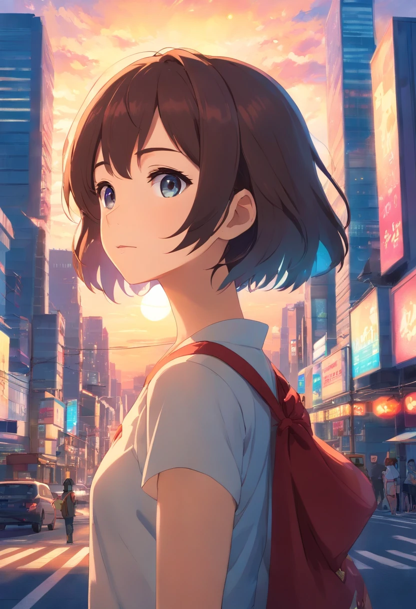 tmasterpiece,best qualtiy,cinematic Film still from,A city of dreams in the sky,closeup cleavage,brightened,cheerfulness,Warm and soft lighting,Sun Rays,Colorful clouds