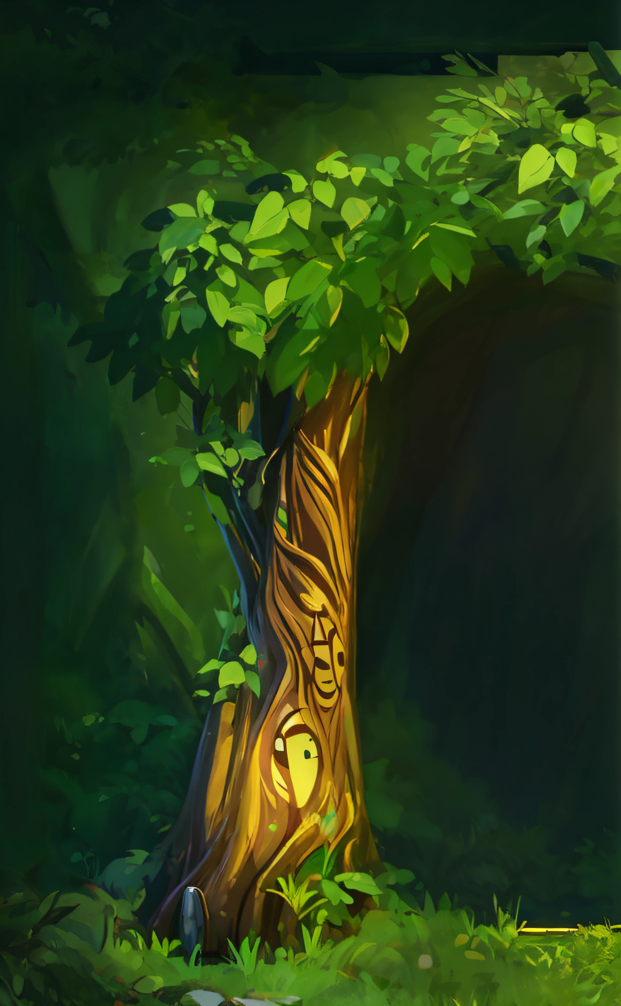 Fantastic tree trunks，Cartoon luggage