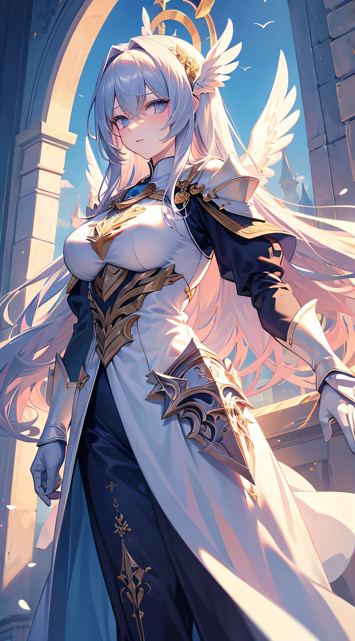 Sexy woman in white gold and pink lotus lace armor skirt, Chengwei Pan at Art Station, Jan J, Detailed fantasy art, Amazing character art, Fan Art Best Art Station, Magnificent and elaborate character art, Beautiful Armor, Highly detailed art gems, Detailed digital anime art, Art Station pixiv's artgerm, Armor Girl, Cleavage Big Tits:1.2, (mini skirt:1,5)