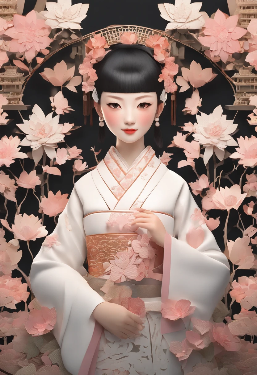 (best quality,4k,8k,highres,masterpiece:1.2),ultra-detailed,(realistic,photorealistic,photo-realistic:1.37),paper cutout,solid,stacked,projection,flat surface,traditional Chinese art,Chinese Mid-Autumn Festival theme,Mochizuki Girl,colorful,profound,complicated details,sharp focus,vivid colors,detailed background,studio lighting,HDR,ultra-fine painting,physically-based rendering