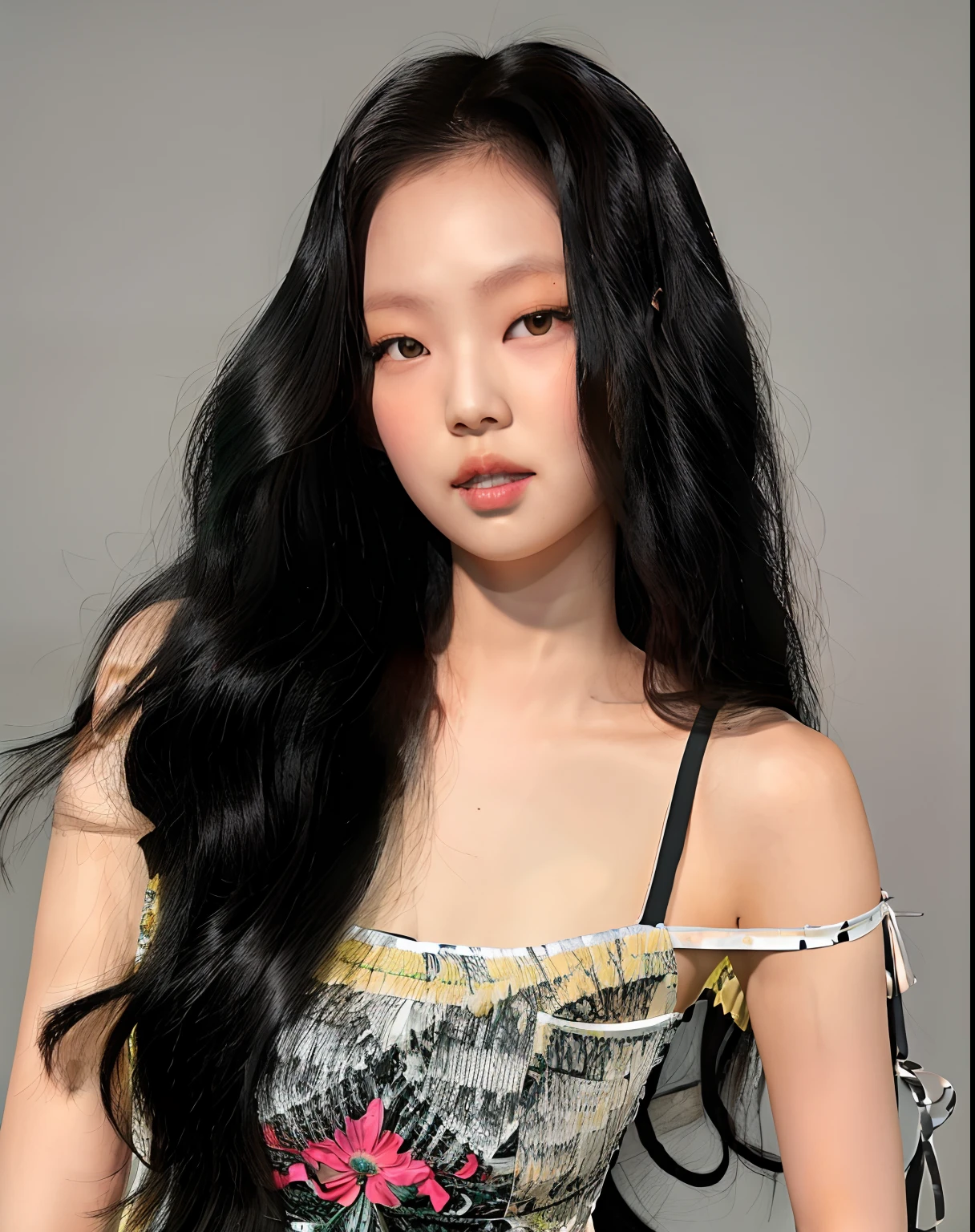 araffe asian woman with long black hair posing for a picture, blackpink jennie, gorgeous young korean woman, beautiful south korean woman, asian girl with long hair, beautiful young korean woman, with long hair, korean girl, jossi of blackpink, beautiful asian girl, asian features, ulzzang, wavy long - length black hair, portrait of jossi of blackpink