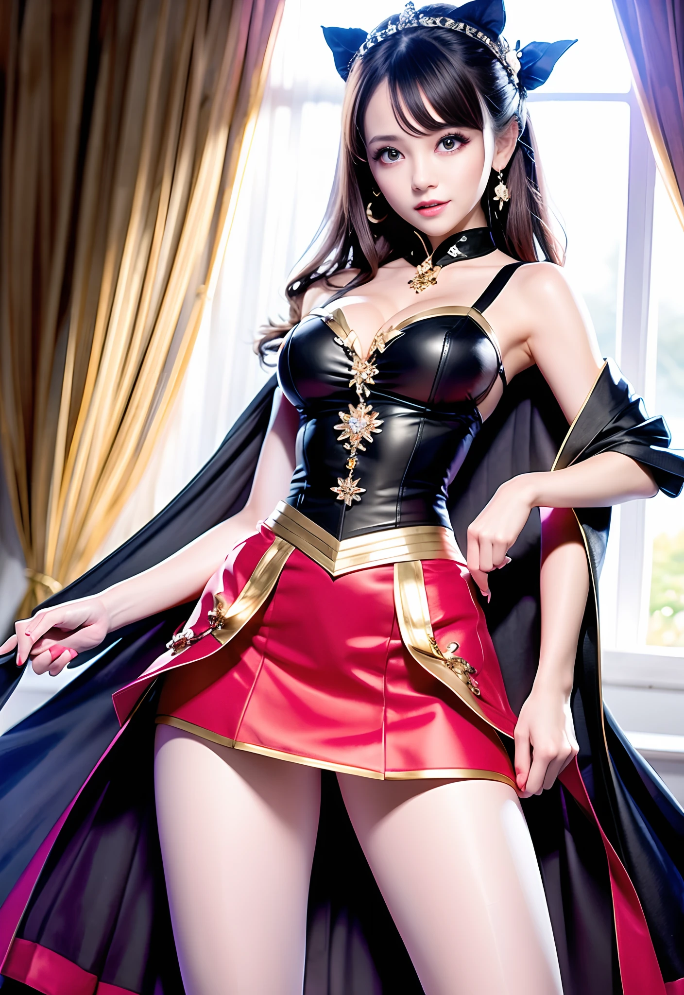 Photo real Sexy cute girl open legs wearing mini skirt
