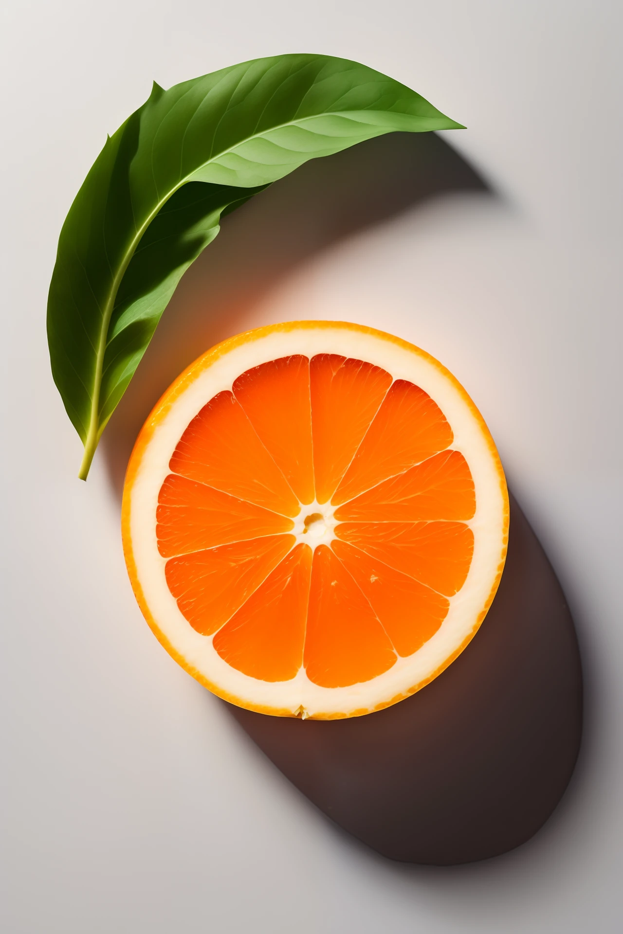 An orange in a cut from which juice flows, On White Background, realisti, One Orange