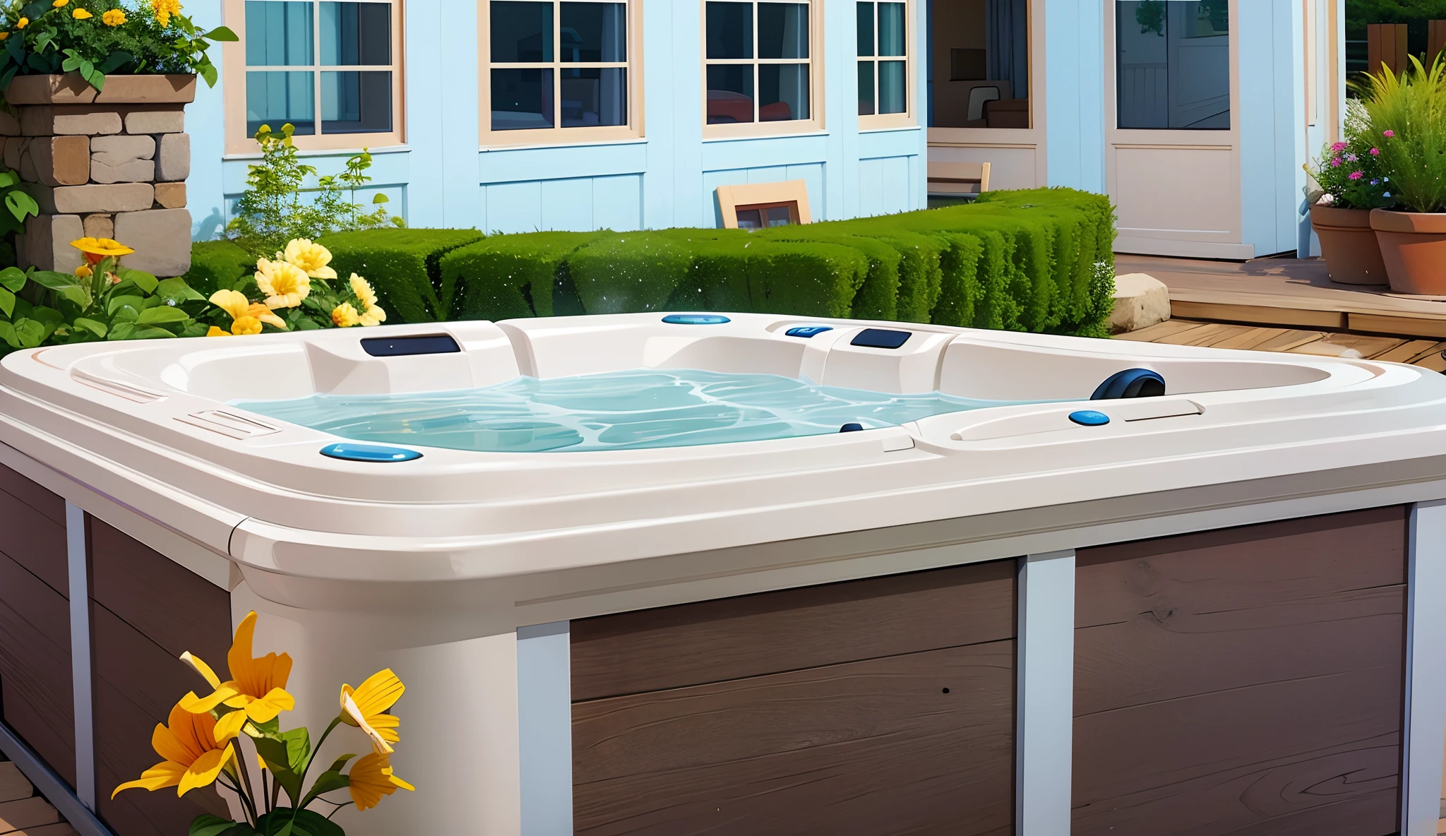 Turn this photo to cartoon, this is an hot tub