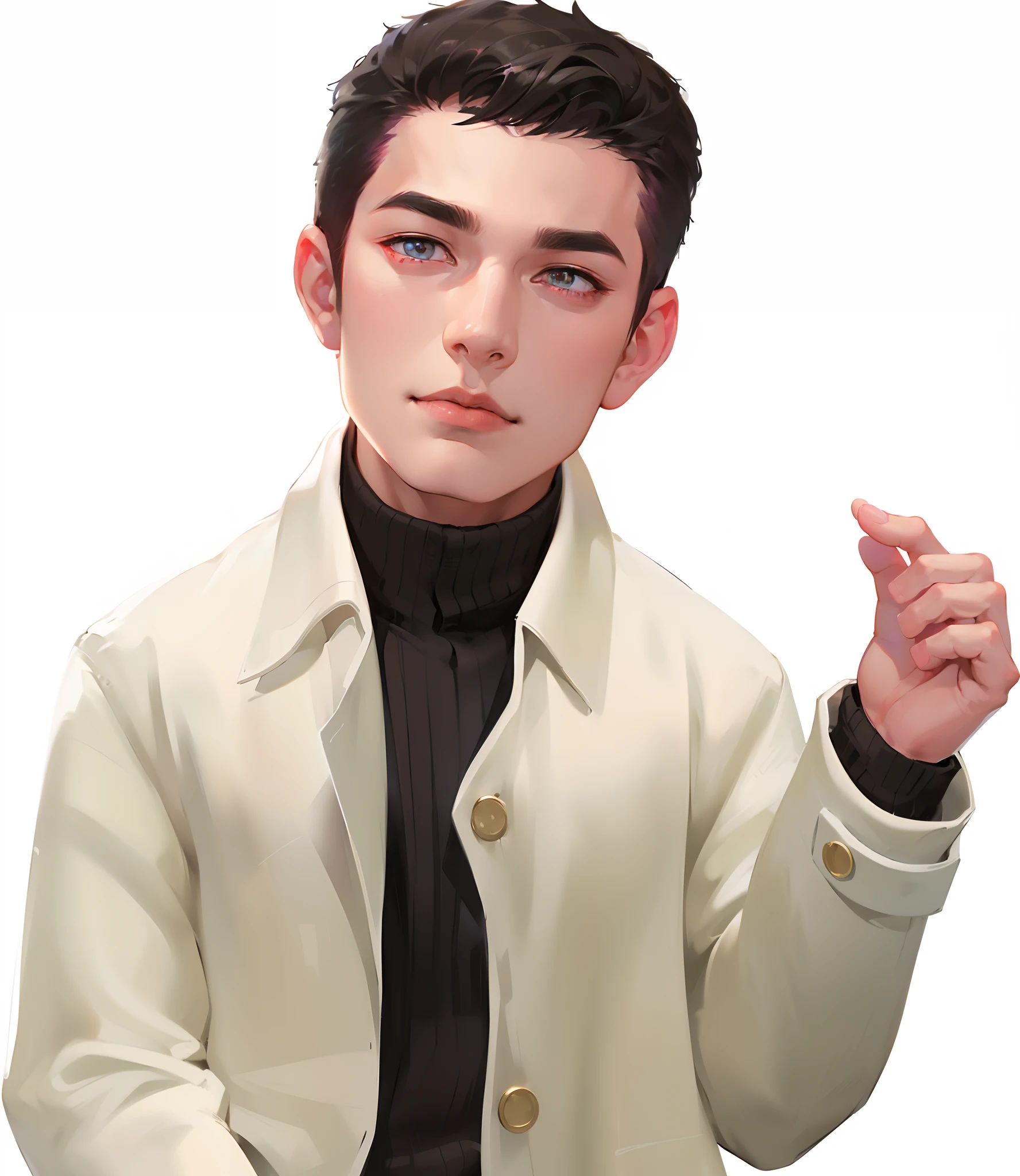 Handsome short-haired man in a white coat，Young and handsome face，looks into camera，，(skin indentation:1.5), Realistic, Photorealistic, (Masterpiece:1.5), concept-art, Intricate details, Highly detailed, Photorealistic, rendering by octane, 8K, illusory engine, Dynamic pose, Best quality, A high resolution, (Realistic face:1.1), (Hyperrealistic:1.1), ((close-up face)), Perfect eyes,(Shiny skin:1.2), (((Hairstyles))), (((Perfect hands))), (extremely detailed background), ((Dynamic background)), ((Lightning)), (Light rays), ((1male people, ((Detailed eyes, High quality eyes, High quality face)), (Extremely complex pink clothes), Epic, battlefield, Depth of field, Bokeh, 4K, Gothic, ember, Particle,Cityscape