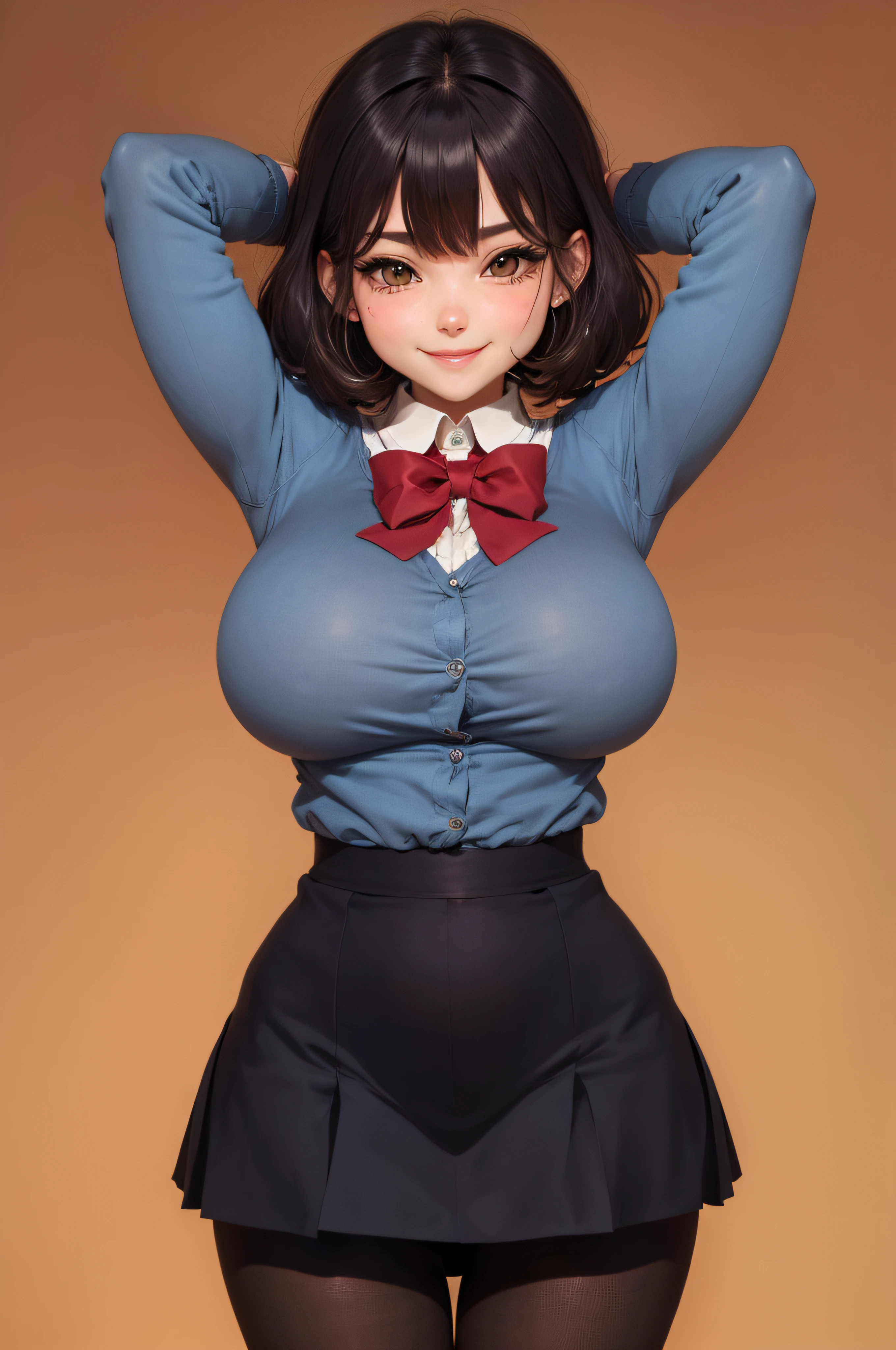 Best quality, sourire, gros seins, gros mamelon, Attractive anime girl