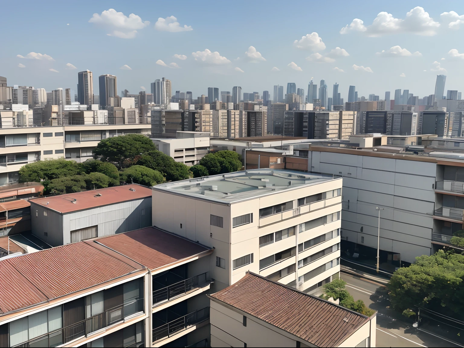 From the roof of the third floor of the apartment、Residential area of Setagaya Ward
