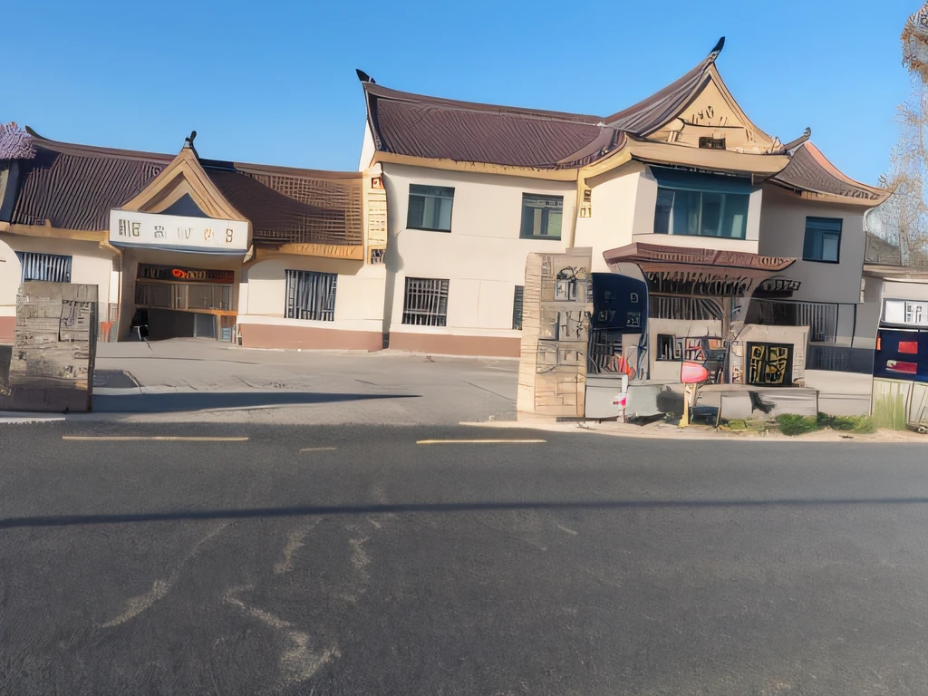 There is a building,There is a sign on the front, seen from outside, allure, Chinese style buildings, taken in the early 2020s, external view, Chiba Yuda, jinyiwei, taken with sony alpha 9, jin shan, up front view, residential area, full - view, Beautiful image
