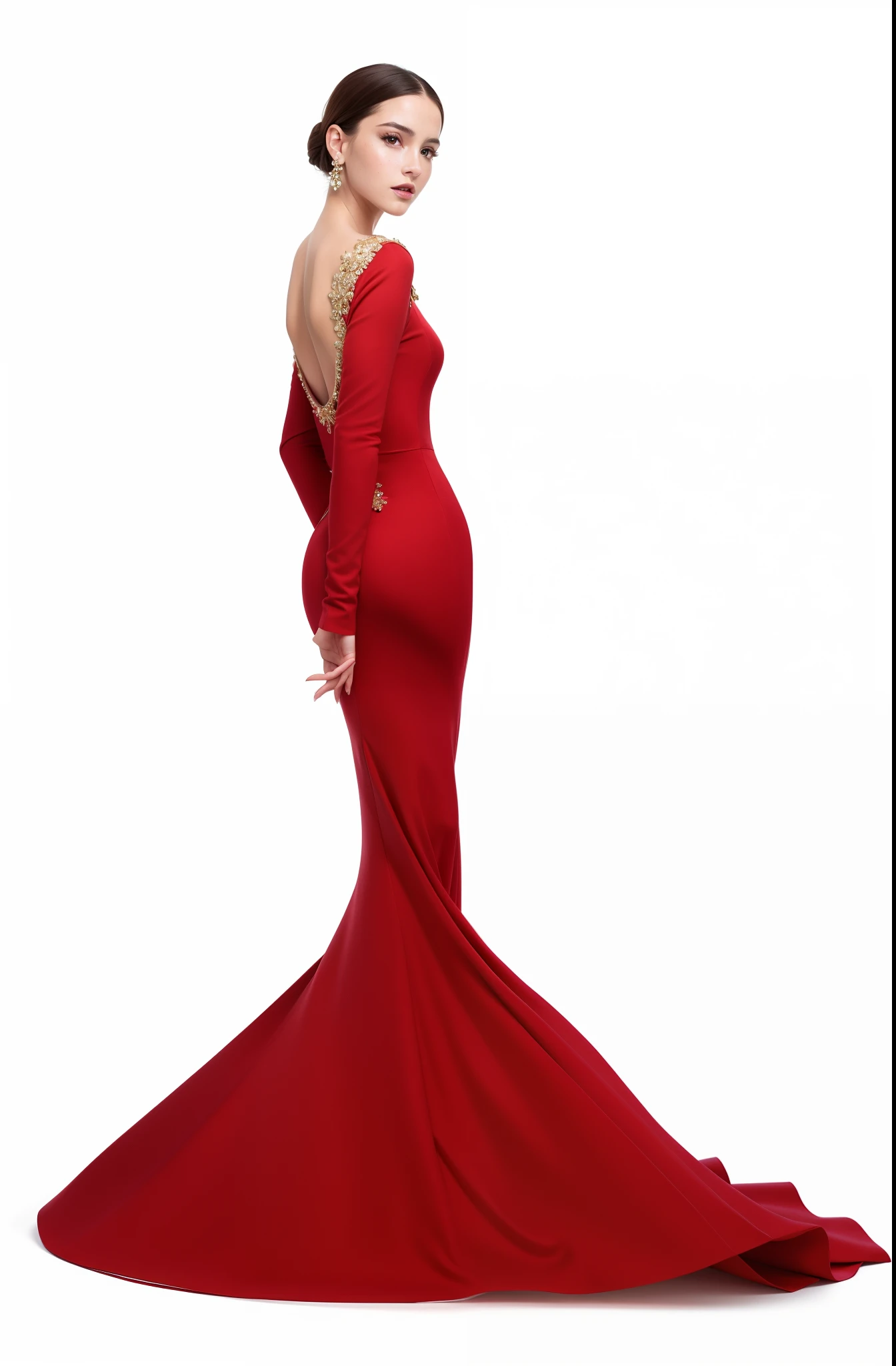 a sexy a woman covered in large red satin cloth, tied tight with the satin cloth, mummified in satin, very long under gown, tight in leg, a mermaid style gown, wearing a satin hijab, the satin gown is very long, forming the curve of the body,strugle to move,full body,masterpice, 4k resolution, ultra-realistic, highly detail.