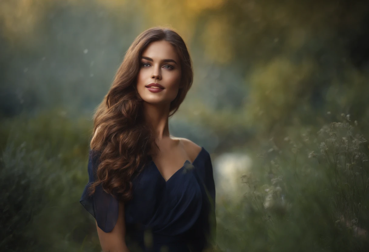 (best quality,4k,highres),(realistic:1.37),ultra-detailed,professional,vivid colors,bokeh,[portrait],golden hair,blue eyes,beautiful detailed eyes,beautiful detailed lips,soft smile,dainty red dress,Amber Sea dance, long flowing hair