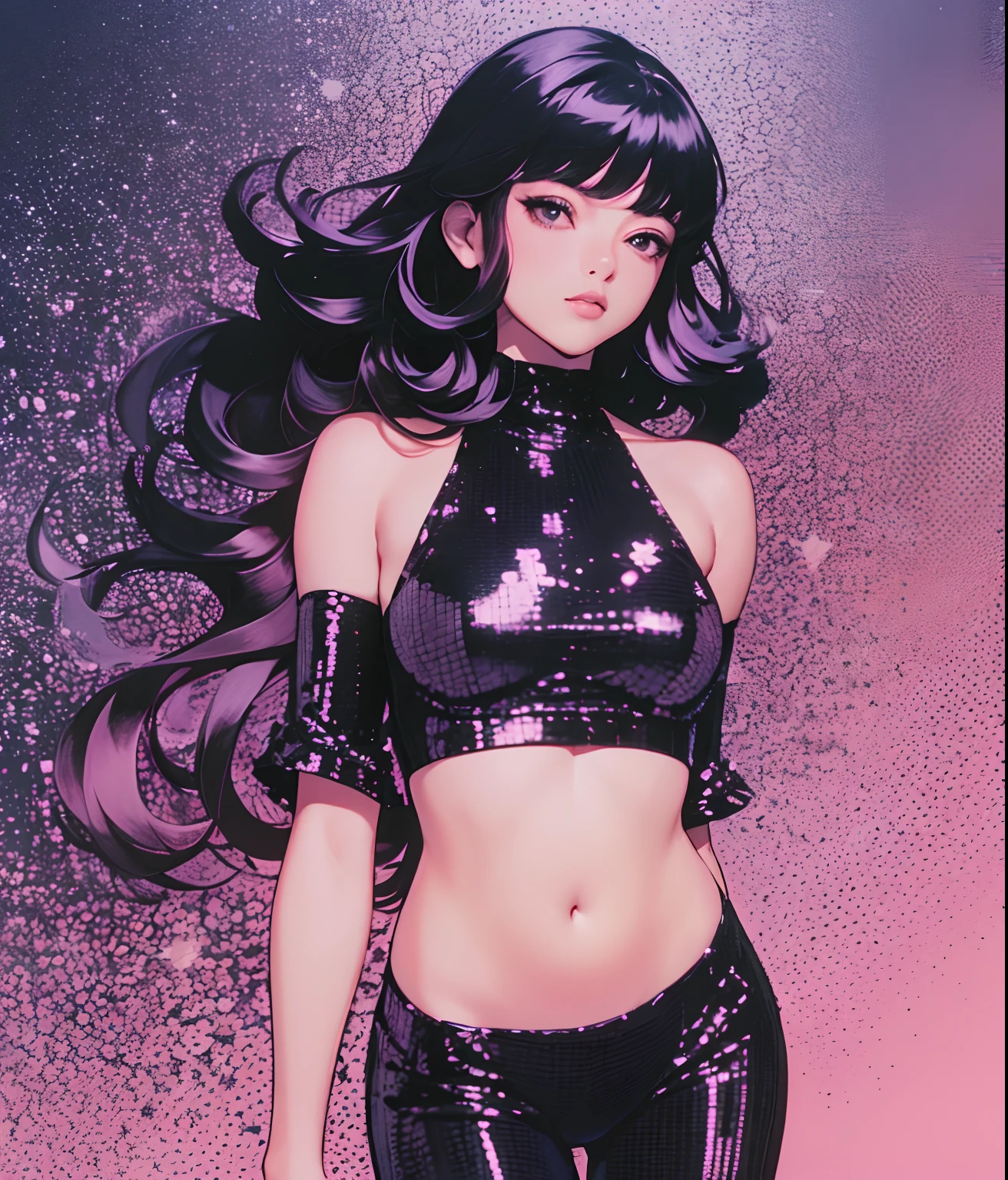 (risograph) simple background, tetas grandes, piernas abiertas, escote, Cum en el cuerpo, upper body, ((sequin clothes)), minimalistic background