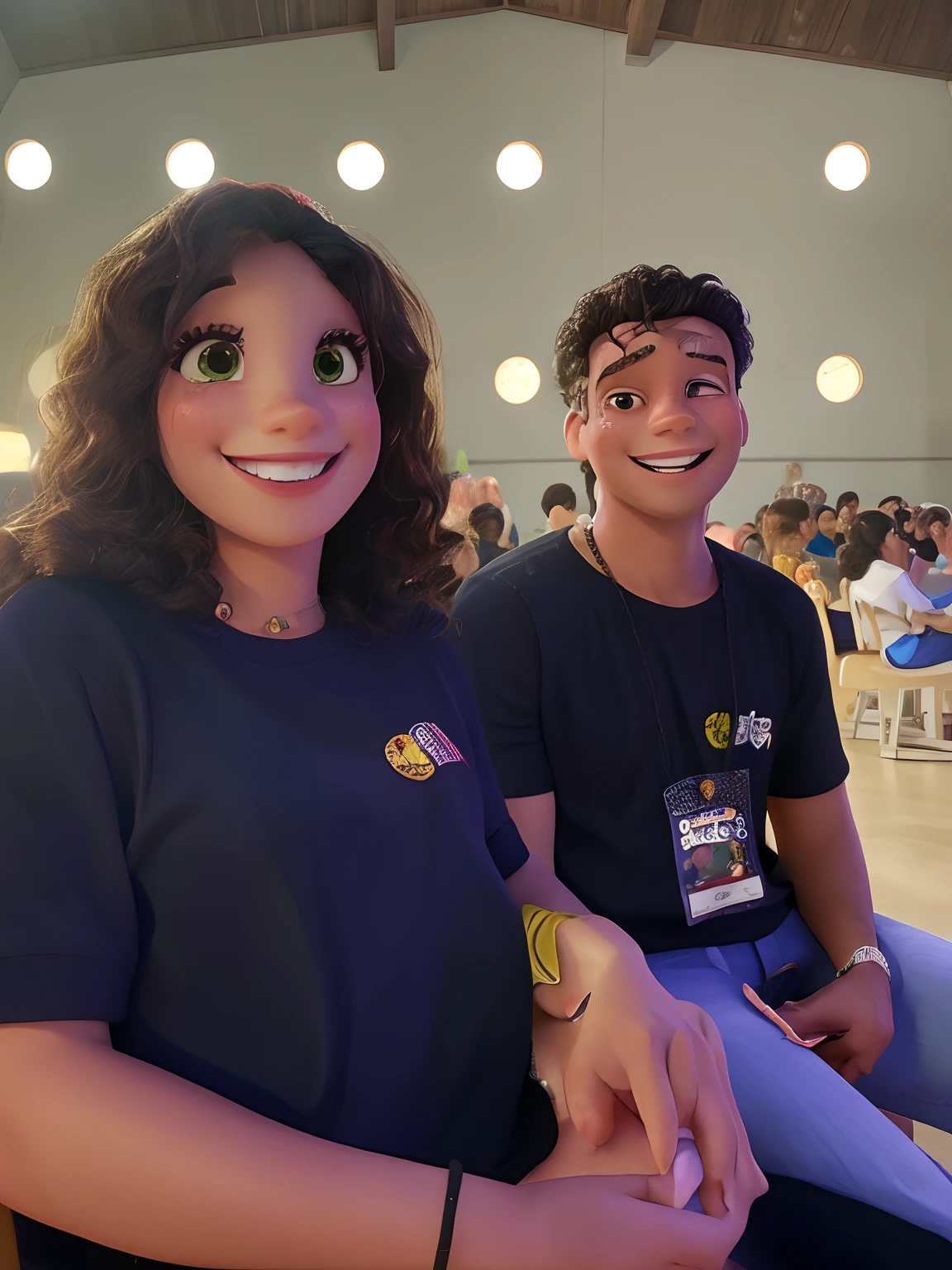 casal feliz, sorrindo, Estilo Disney Pixar, alta qualidade, melhor qualidade