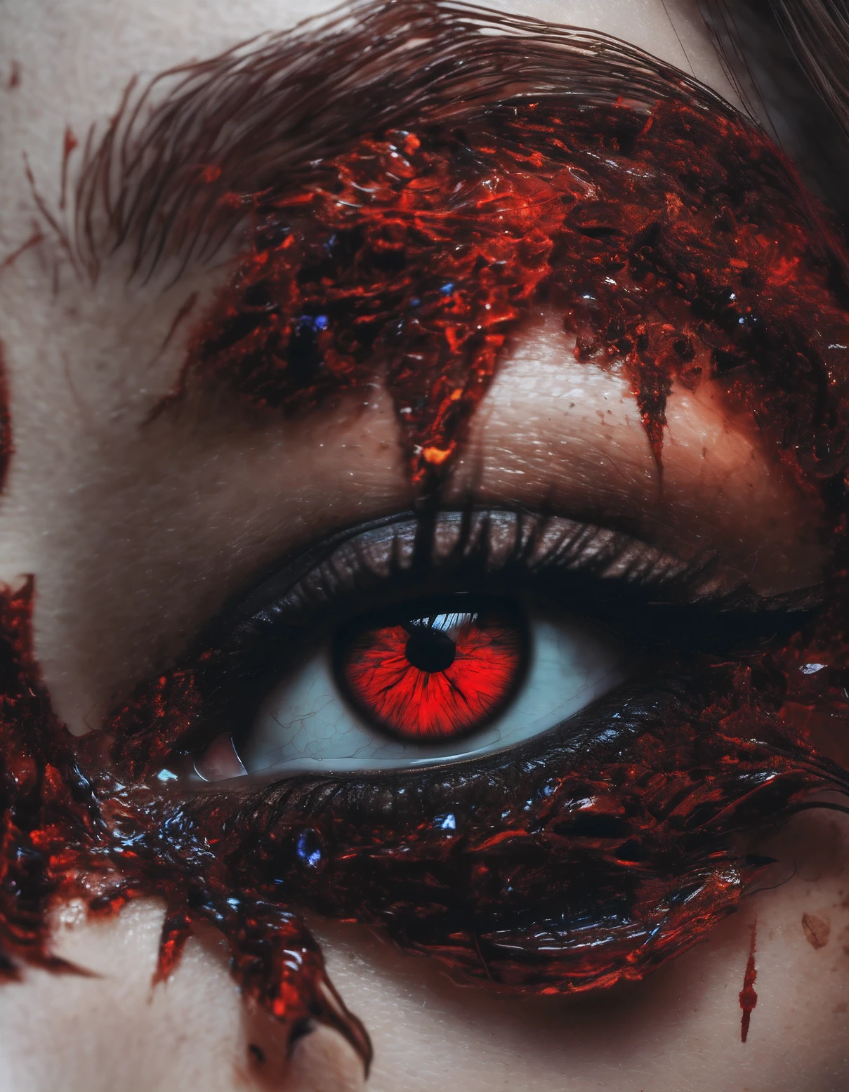(best quality,4k,8k,highres,masterpiece:1.2),ultra-detailed,devil's eye,dark and mysterious,haunting,A girl with piercing devil's eyes,fiery red eyes,mesmerizing eyes,captivating gaze,lustrous and intense eyes,glimmering orbs,dark and soulful,intense and alluring,ethereal beauty,resolute expression,lit from within,darkness encapsulated,luring secrets,beckoning to darkness,magic in her eyes,shadowed illusions,transcendent power,ominous energy,demonic presence,supernatural allure,abyssal depths,crimson glow,entrancing and hypnotic,staring into your soul,all-consuming abyss,deceptive charm,echoes of the underworld,devouring darkness,forbidden knowledge,malicious intent,veiled intentions,macabre beauty,otherworldly enchantment,penetrating gaze,spellbinding allure,forbidden allure,enchanted spell.