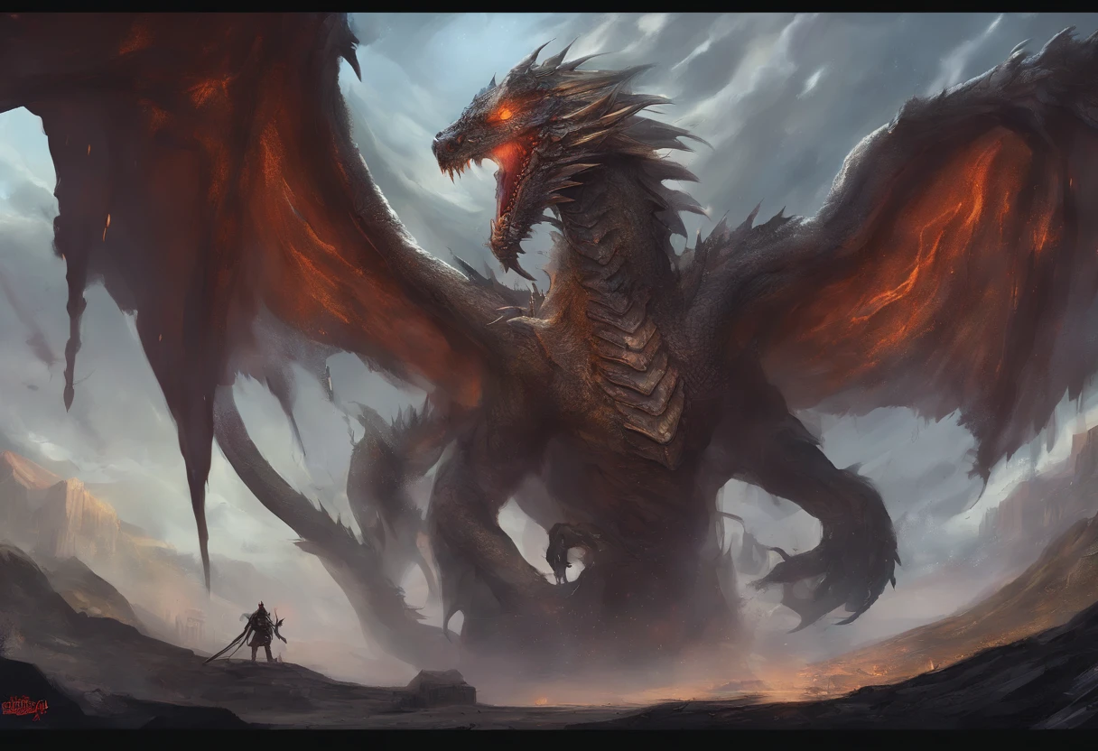 There is a big dragon with a huge head and a huge body, epic fantasy card game art, highly detailed fantasy art, detailed digital 2d fantasy art, epic fantasy artwork, detailed fantasy art, epic fantasty card game art, Dungeons&Dragons Fantasy Art, hyperrealistic d & d fantasy art, symmetrical spectacular fantasy art, cyborg dragon portrait