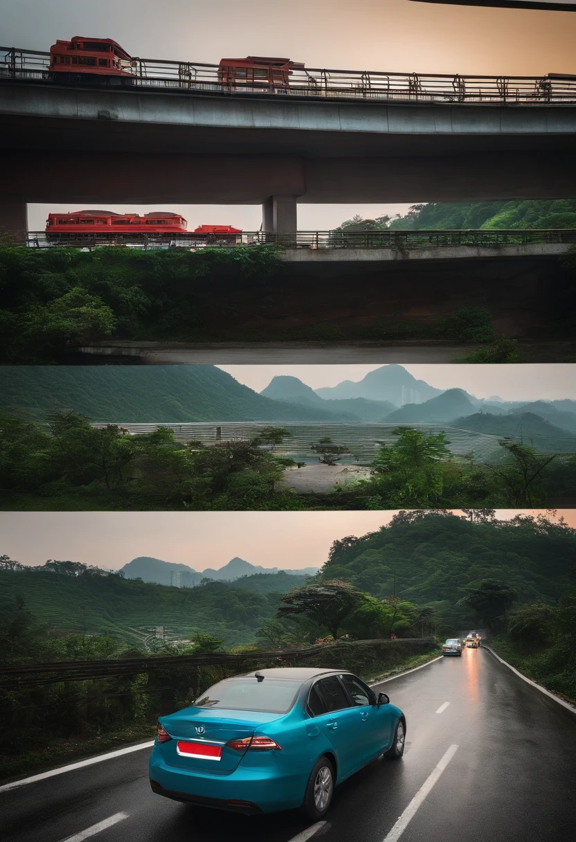 Scene of waiting for a car on the side of the road,Liuzhou City,